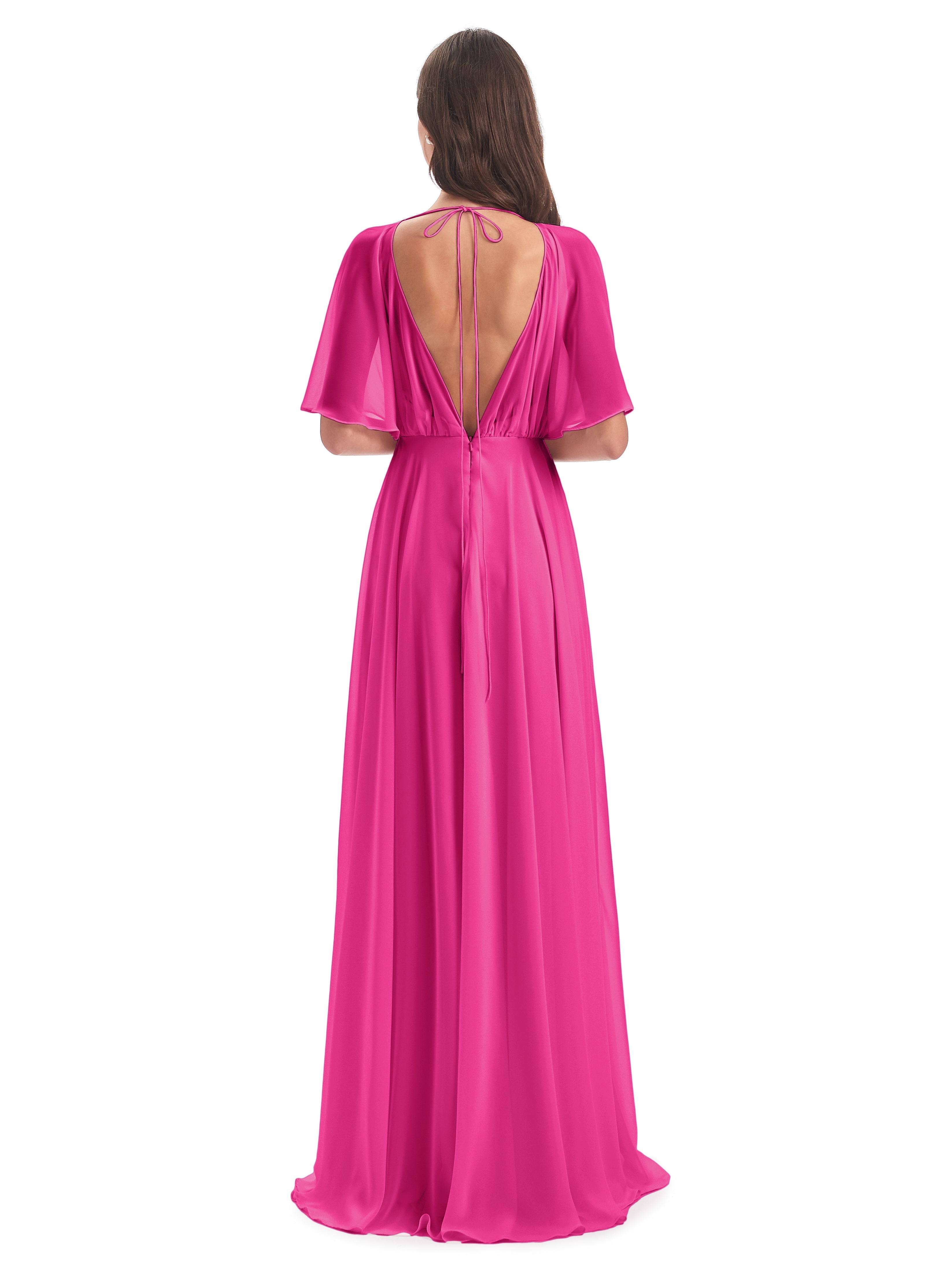 Robe Demoiselle D Honneur Fuchsia Trapèze Dos En V Robes Demoiselle D'Honneur