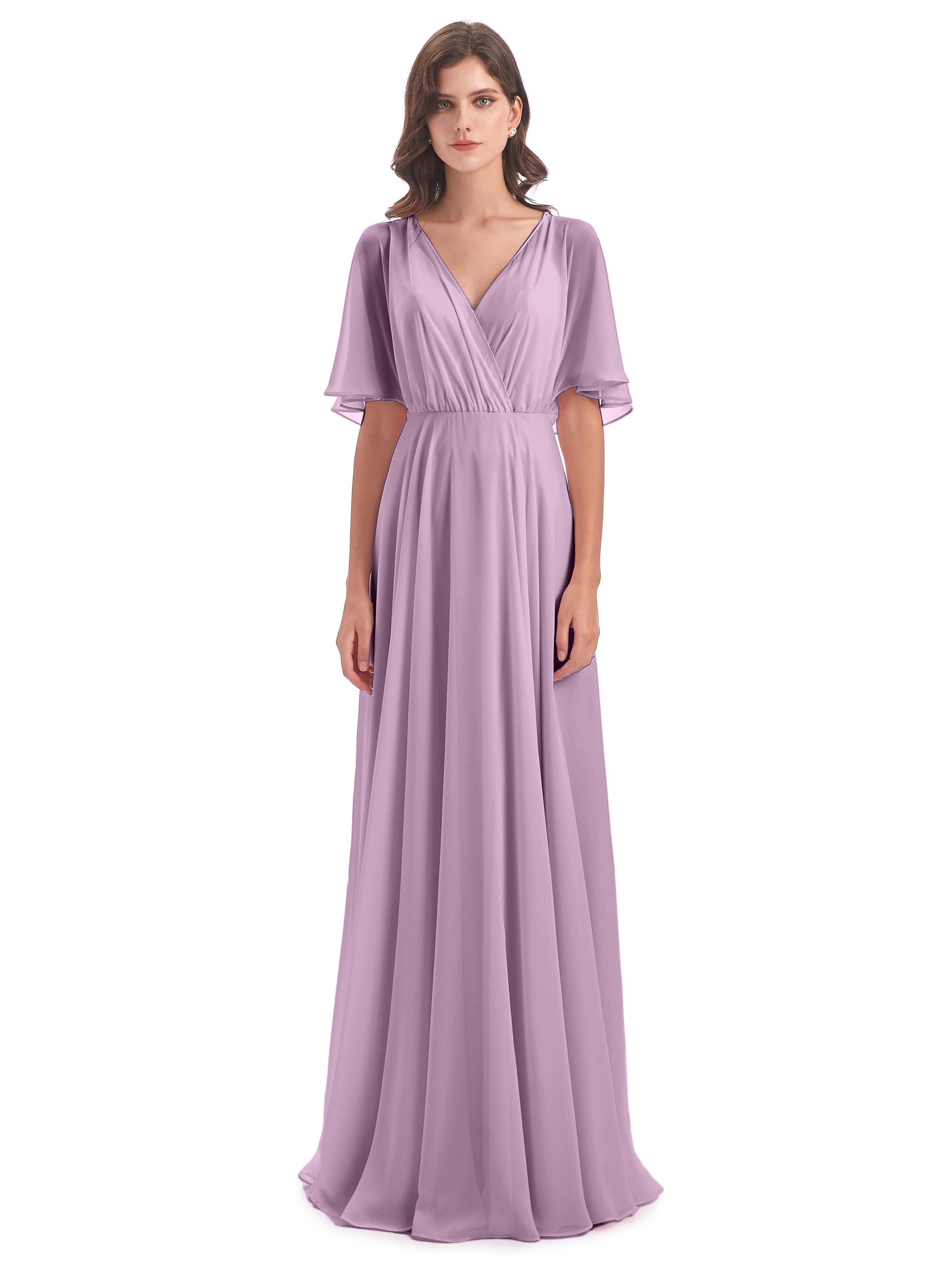 Robes De Demoiselle D'Honneur Glycine Trapèze Dos En V Robes Demoiselle D'Honneur
