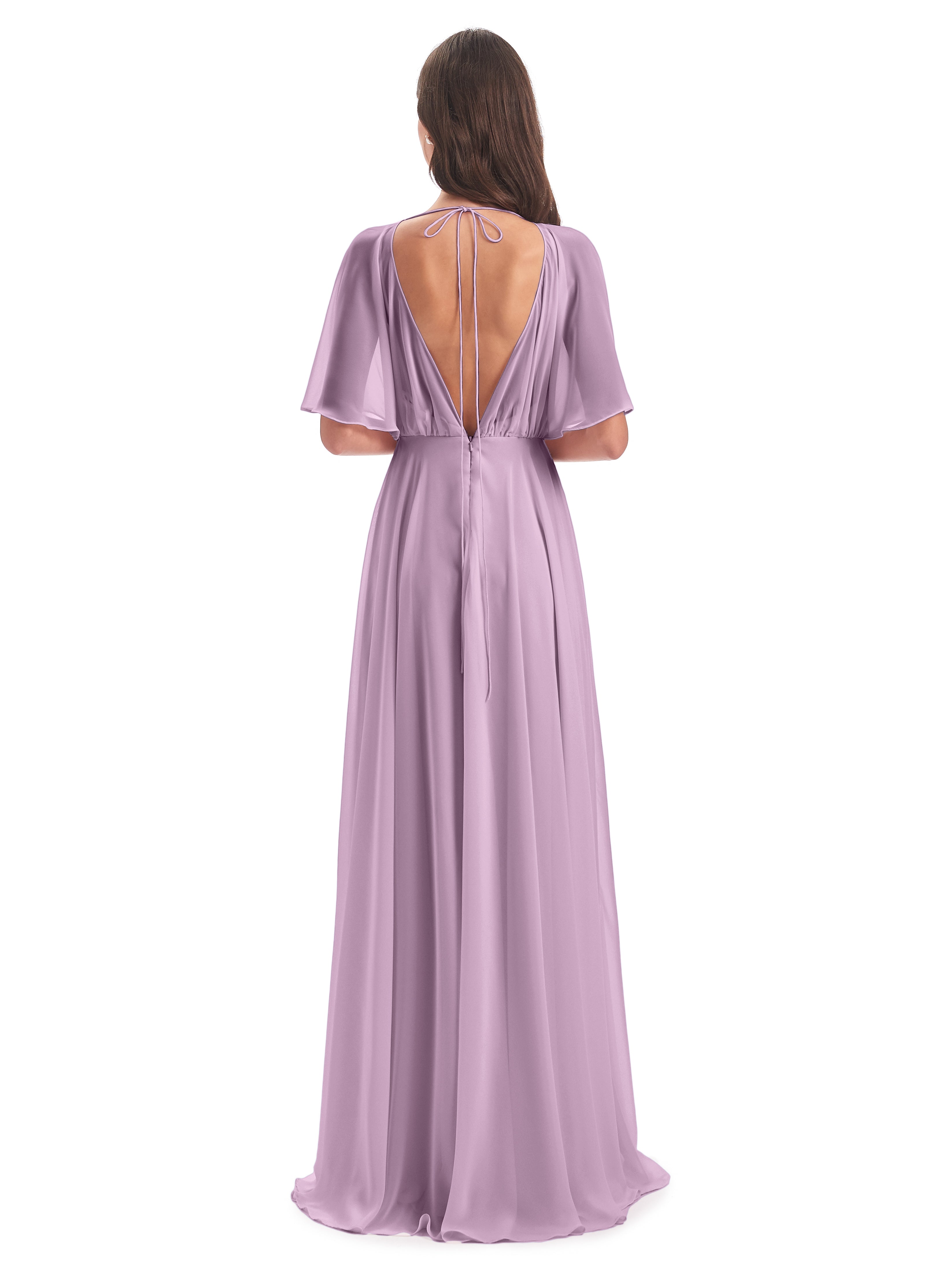 Robes De Demoiselle D'Honneur Glycine Trapèze Dos En V Robes Demoiselle D'Honneur