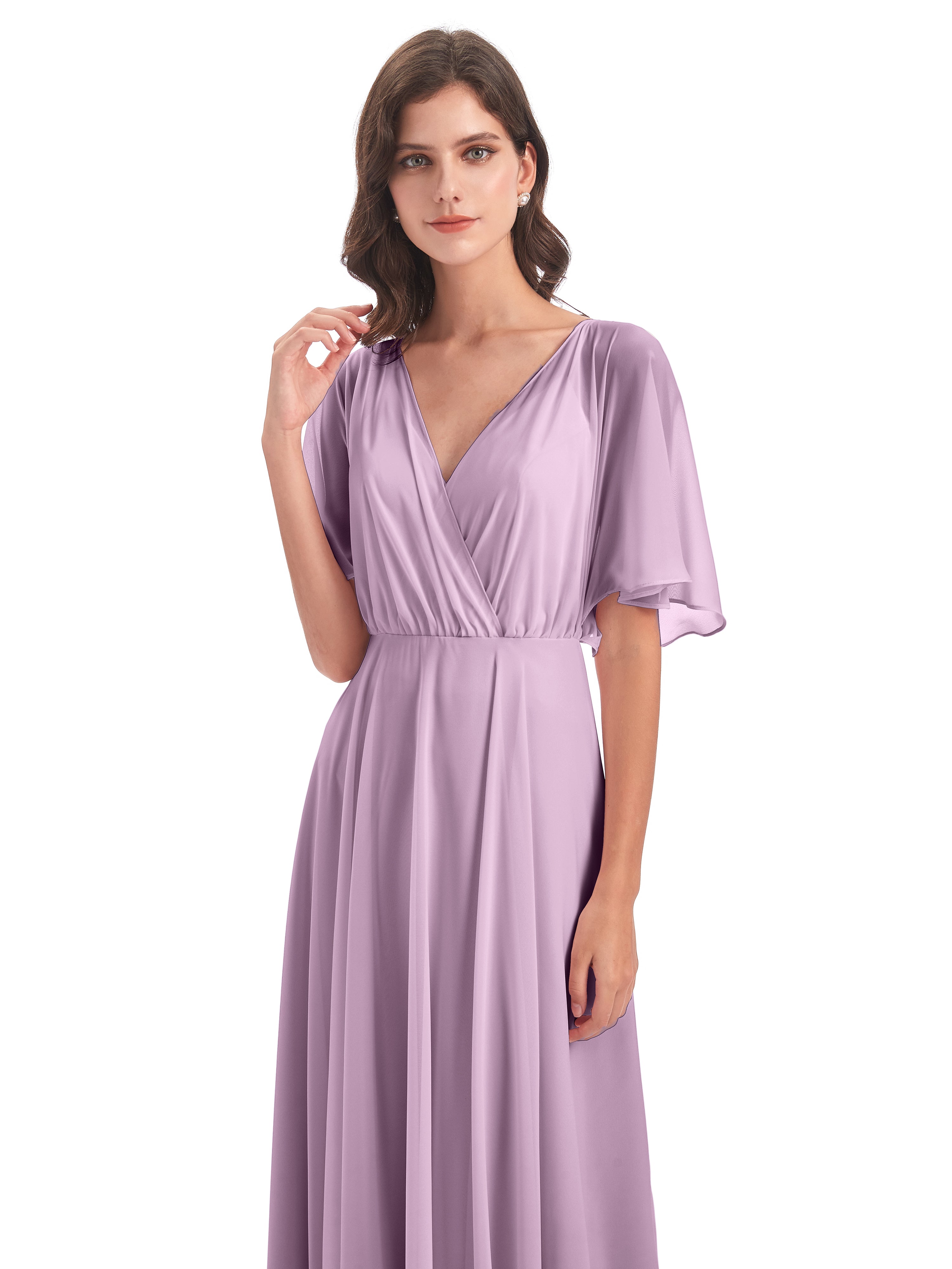 Robes De Demoiselle D'Honneur Glycine Trapèze Dos En V Robes Demoiselle D'Honneur