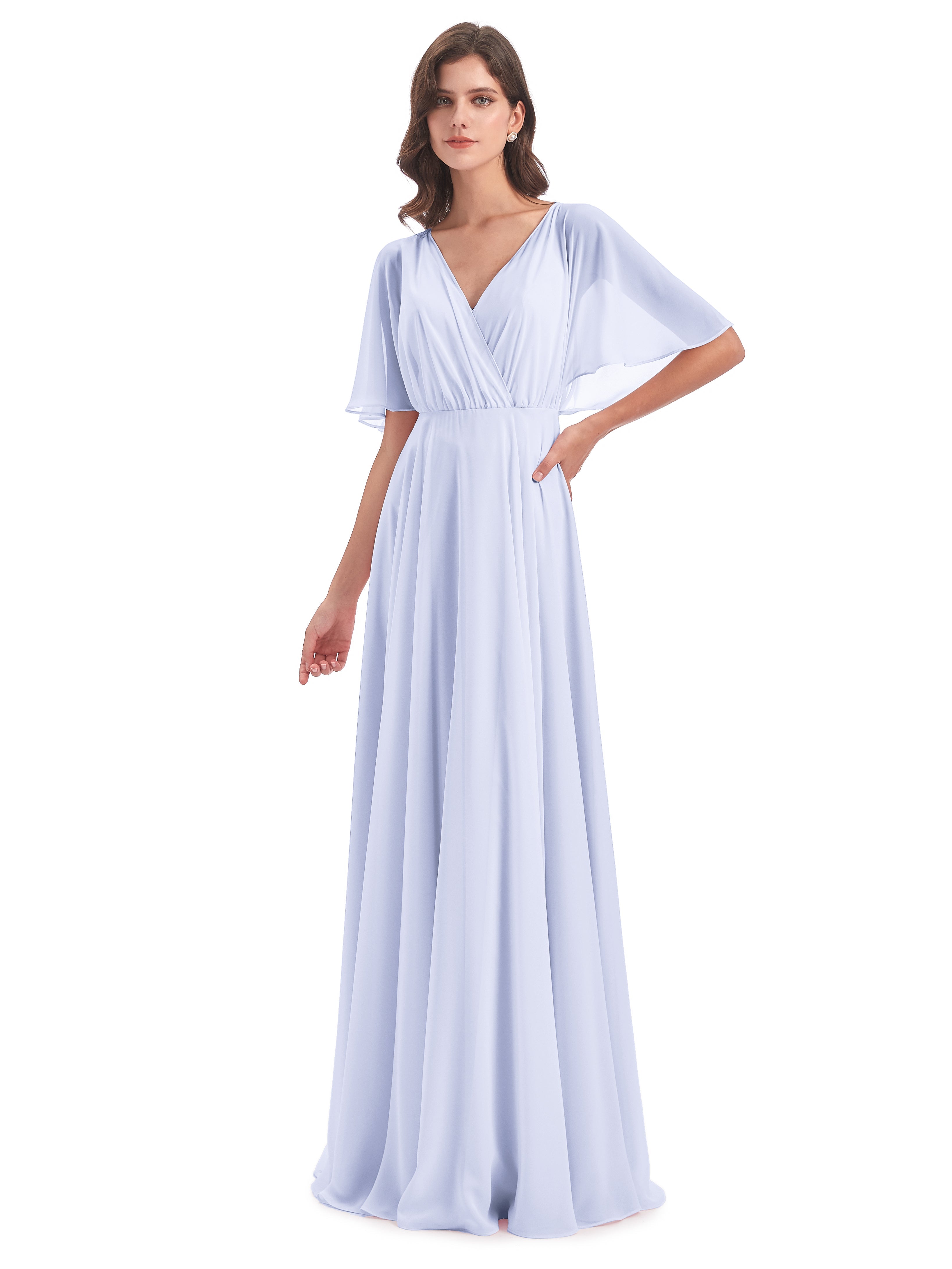 Robe Lavande Demoiselle D Honneur Trapèze Dos En V Robes Demoiselle D'Honneur