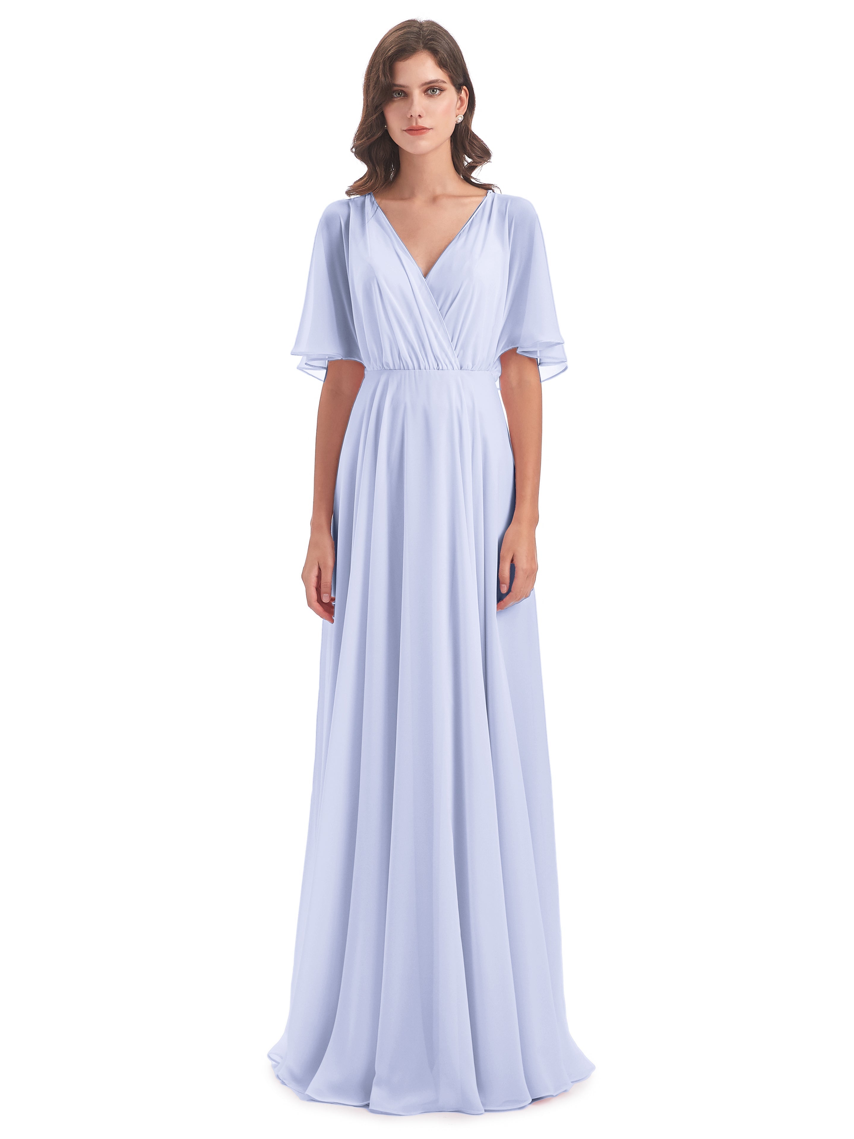 Robe Lavande Demoiselle D Honneur Trapèze Dos En V Robes Demoiselle D'Honneur