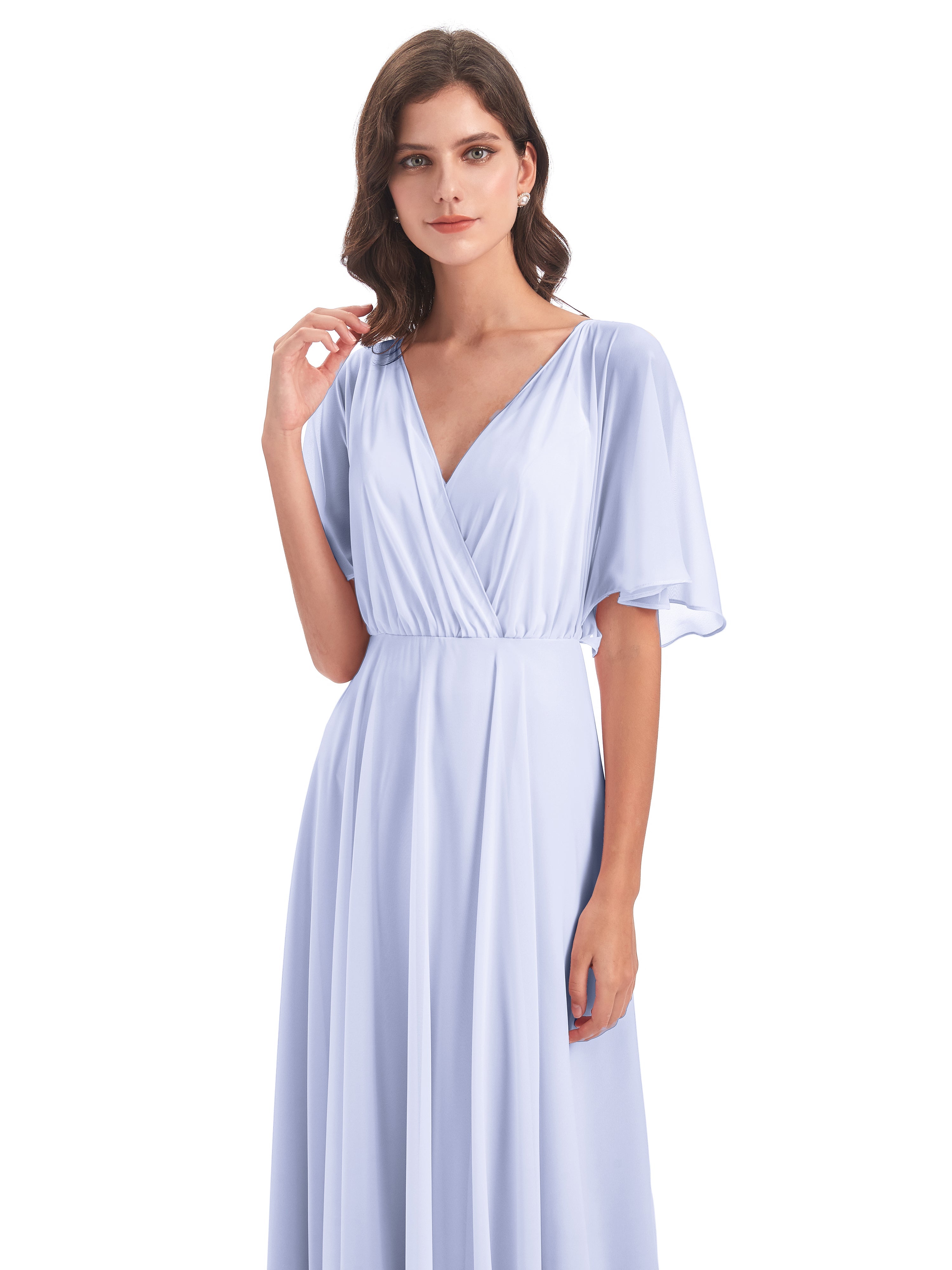 Robe Lavande Demoiselle D Honneur Trapèze Dos En V Robes Demoiselle D'Honneur