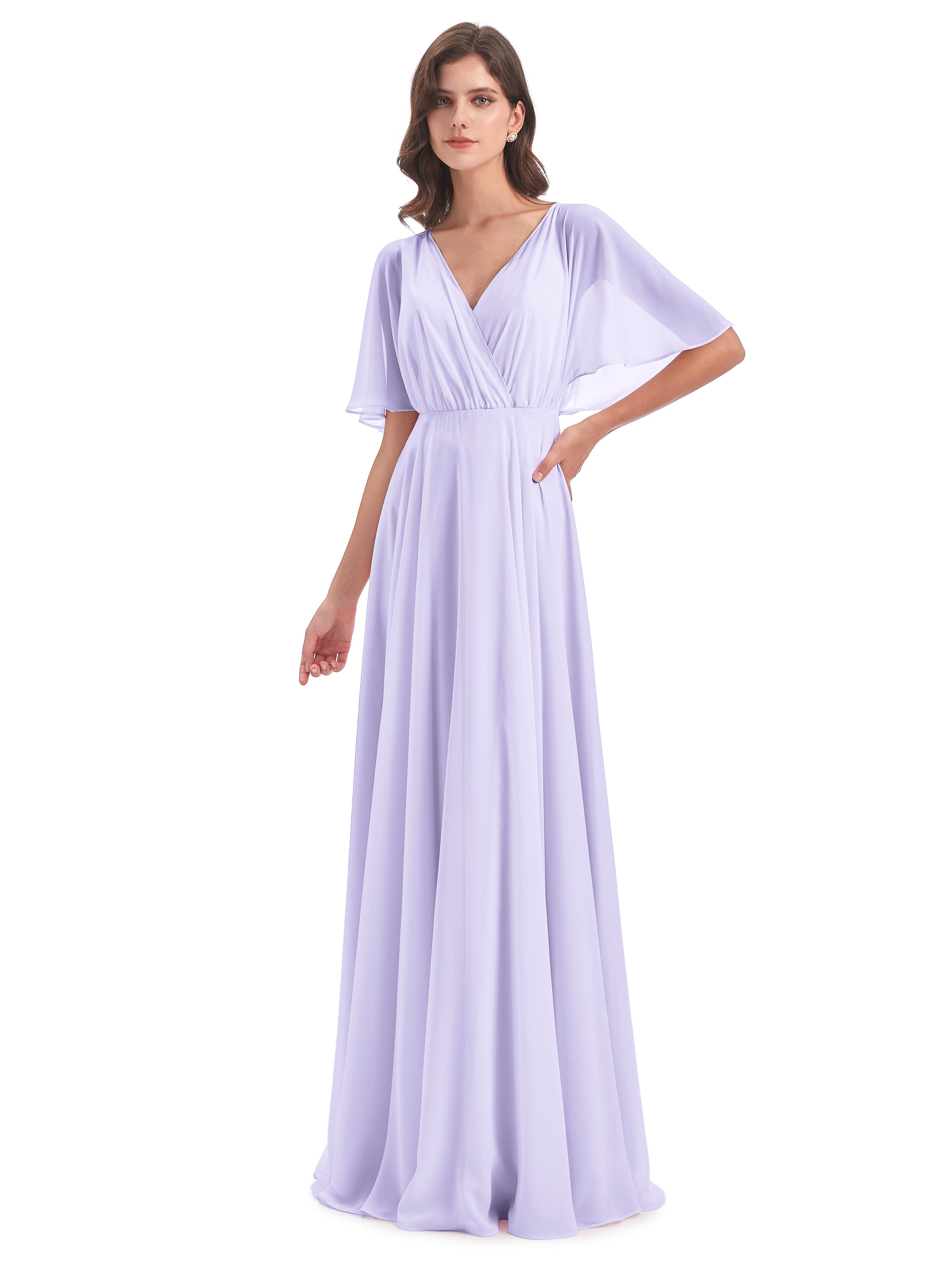 Robe Demoiselle D Honneur Couleur Lilas Trapèze Dos En V Robes Demoiselle D'Honneur