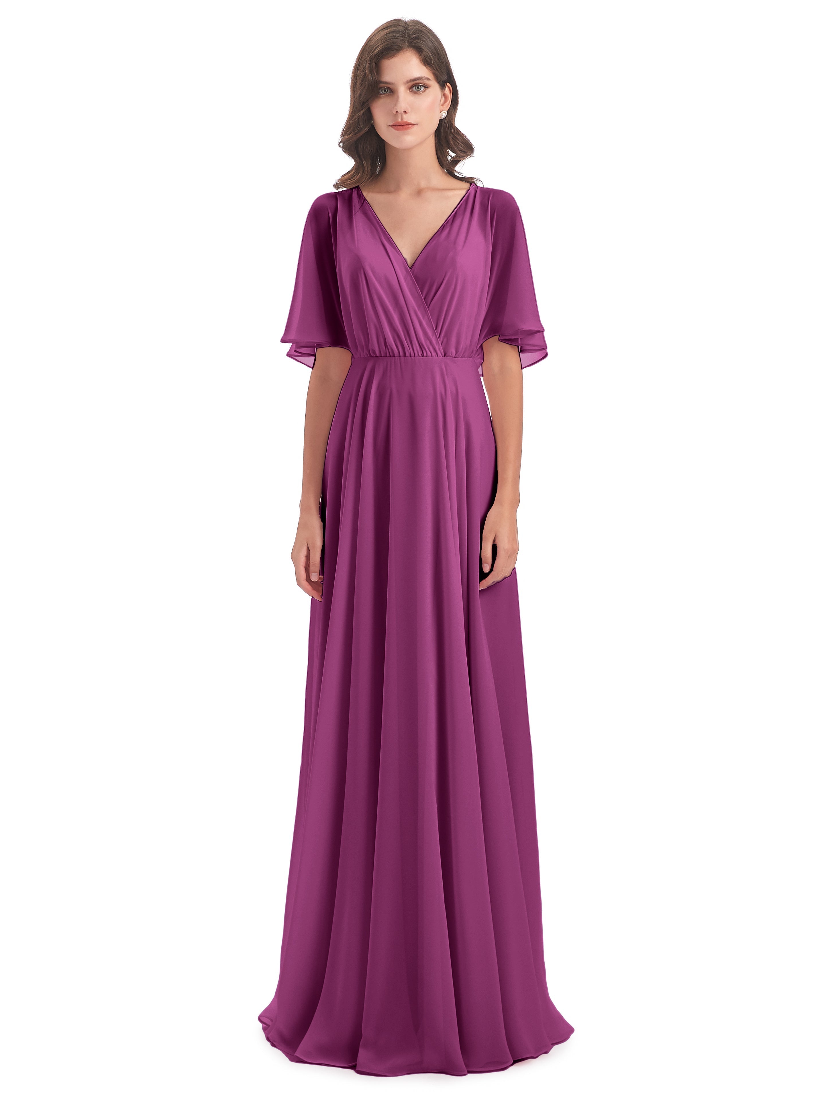 Robes De Demoiselle D'Honneur Orchidée Trapèze Dos En V Robes Demoiselle D'Honneur