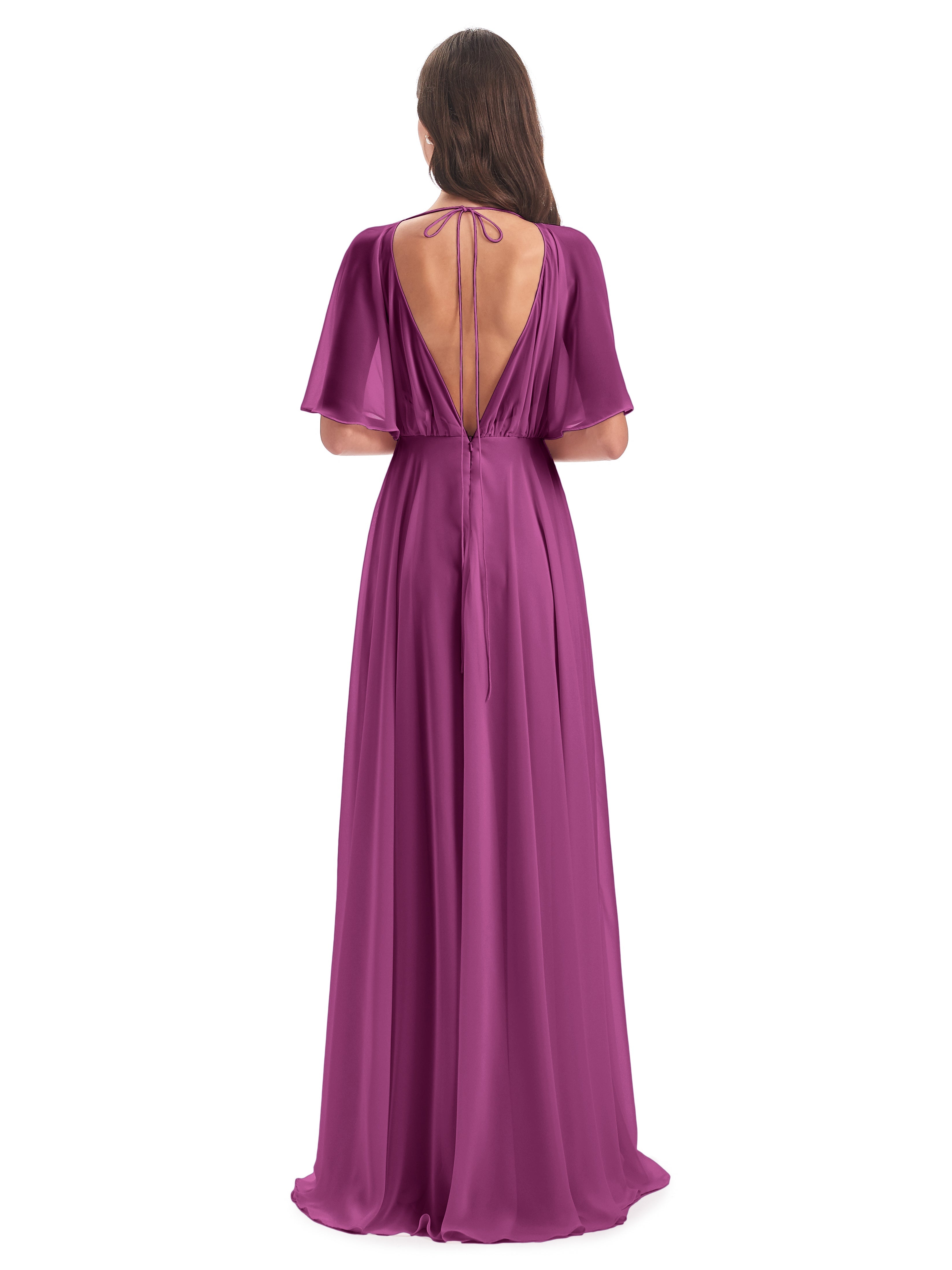 Robes De Demoiselle D'Honneur Orchidée Trapèze Dos En V Robes Demoiselle D'Honneur