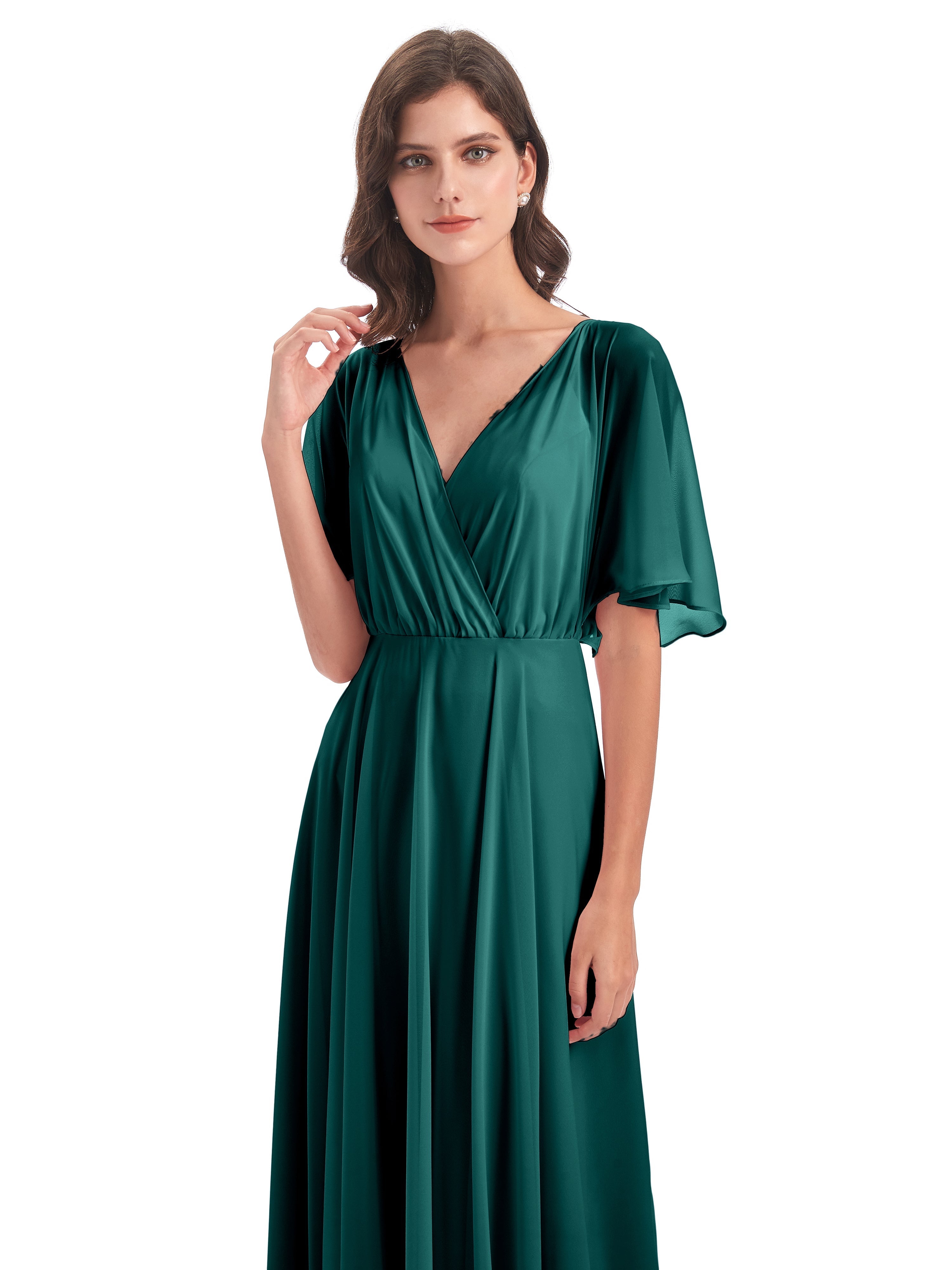 Robes De Demoiselle D'Honneur Paon Trapèze Dos En V Robes Demoiselle D'Honneur