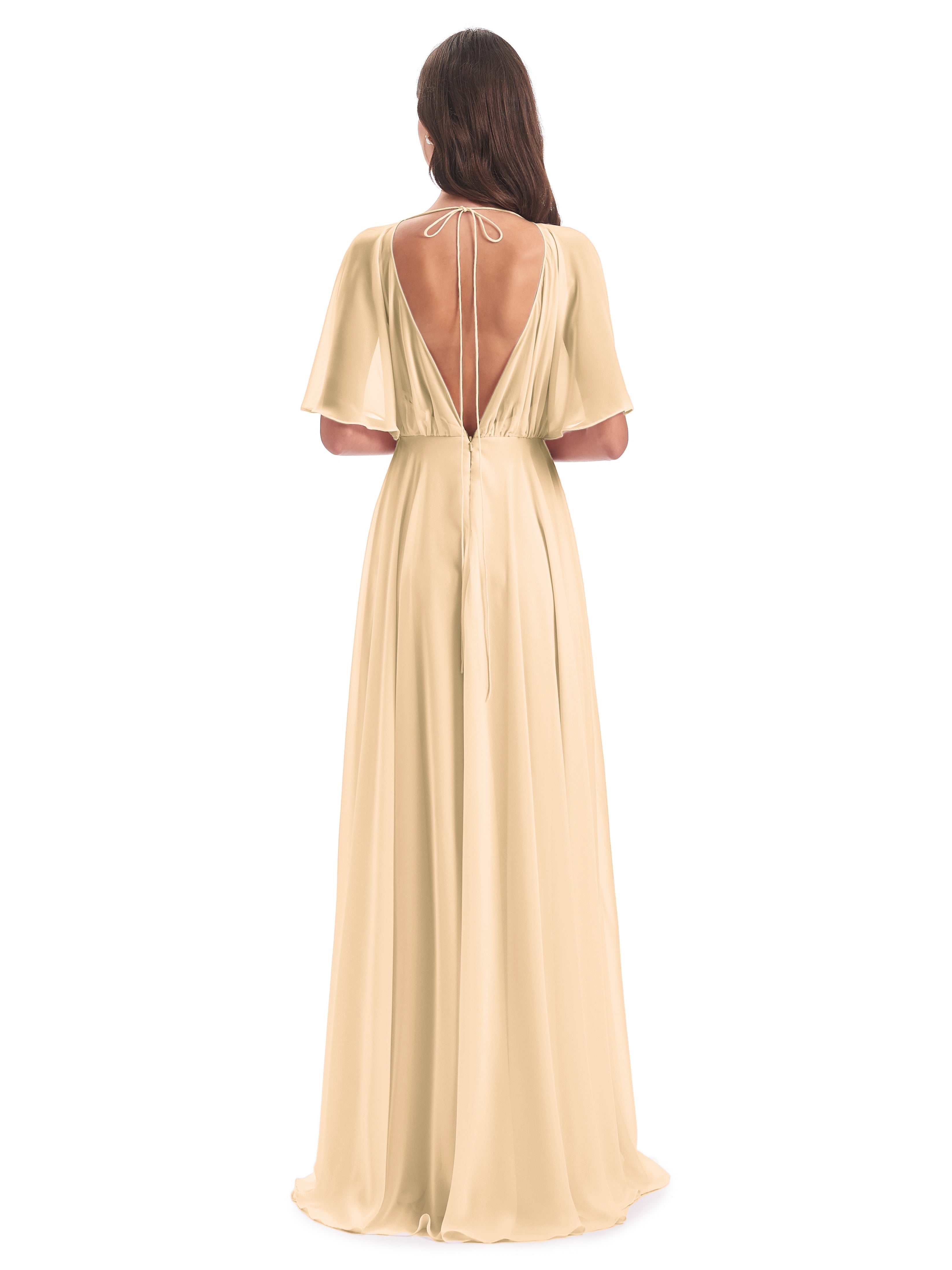 Robe Peche Demoiselle D Honneur Trapèze Dos En V Robes Demoiselle D'Honneur