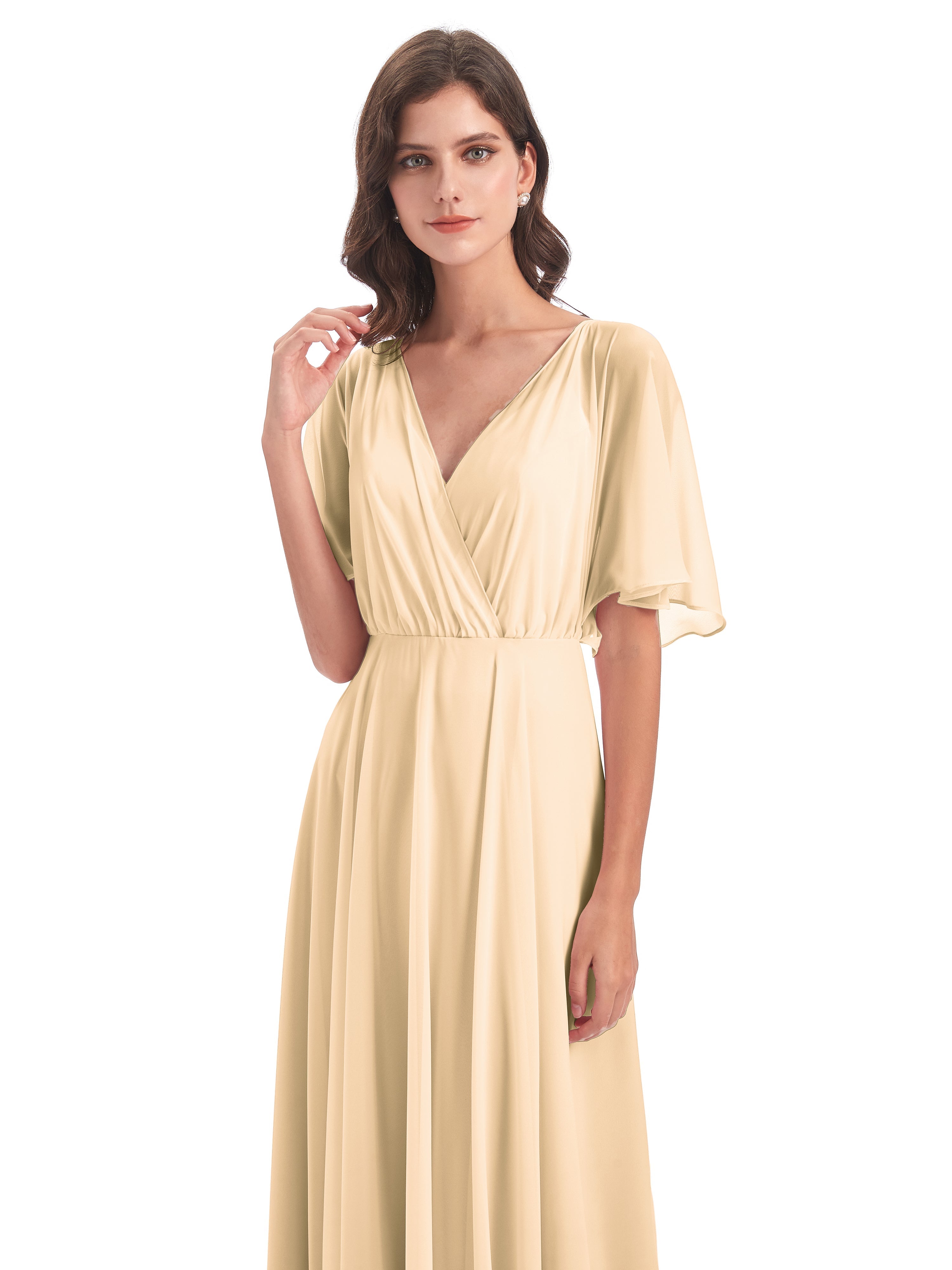 Robe Peche Demoiselle D Honneur Trapèze Dos En V Robes Demoiselle D'Honneur