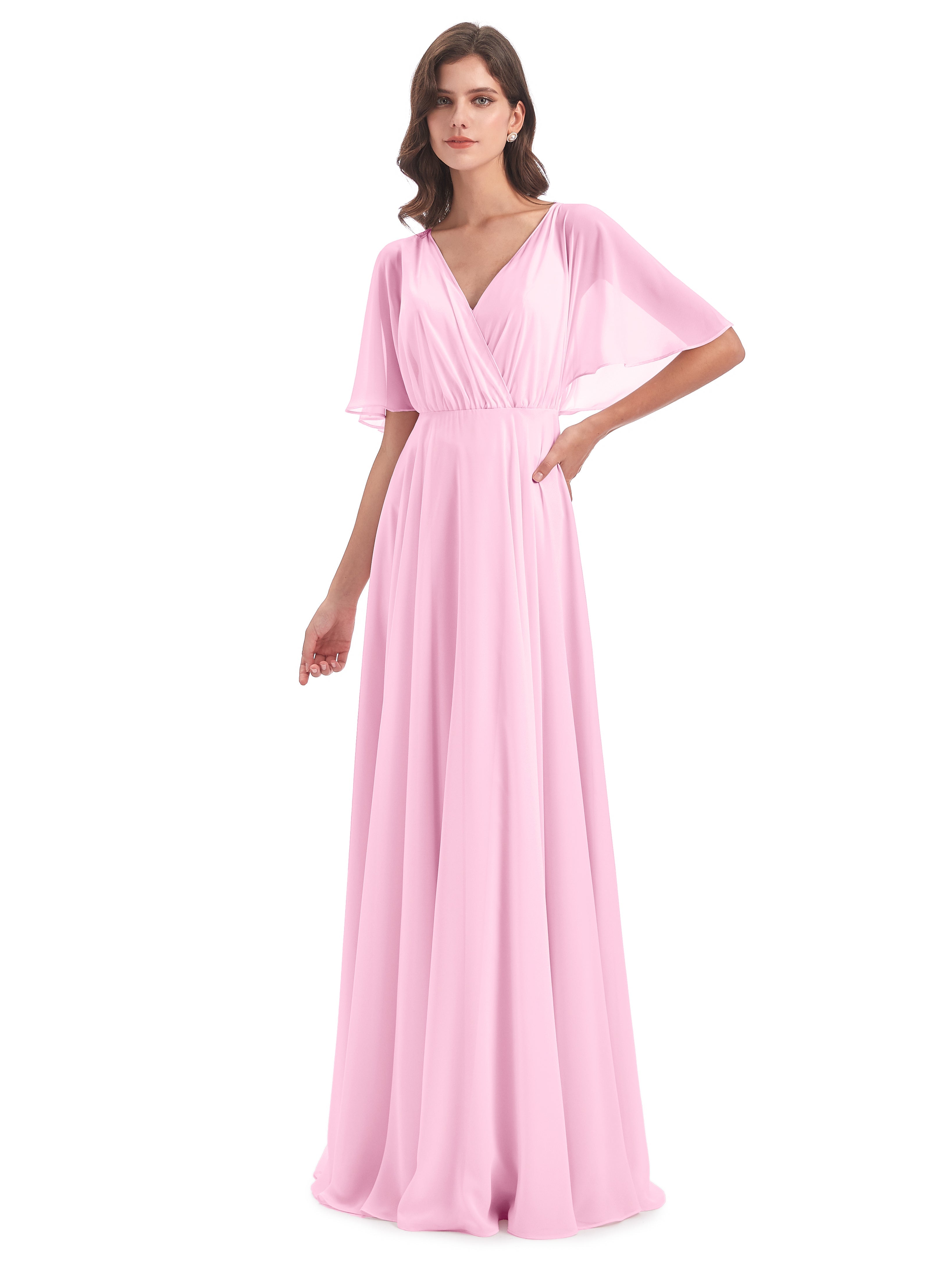 Robe Demoiselle D Honneur Rose Bonbon Trapèze Dos En V Robes Demoiselle D'Honneur