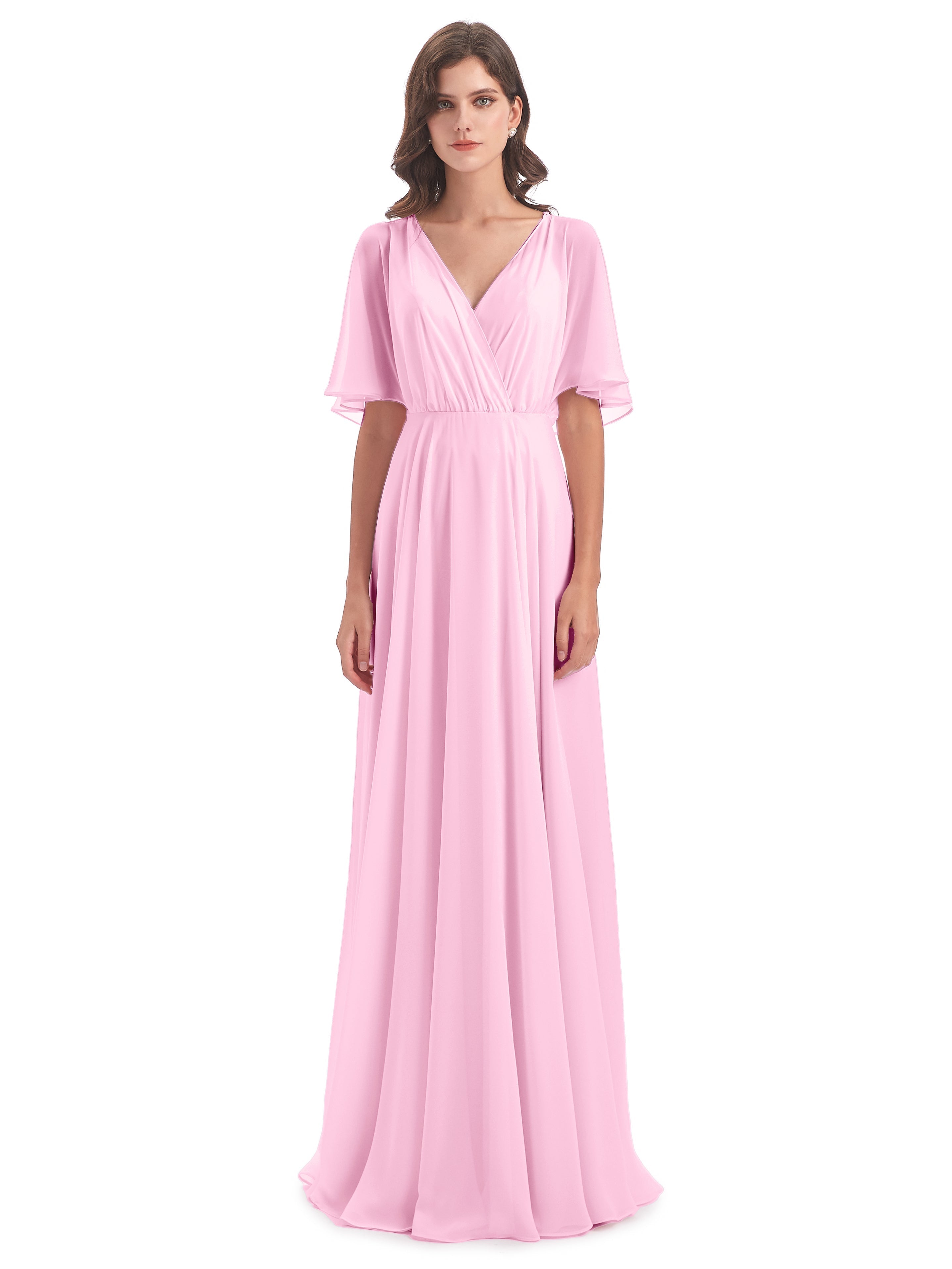 Robe Demoiselle D Honneur Rose Bonbon Trapèze Dos En V Robes Demoiselle D'Honneur