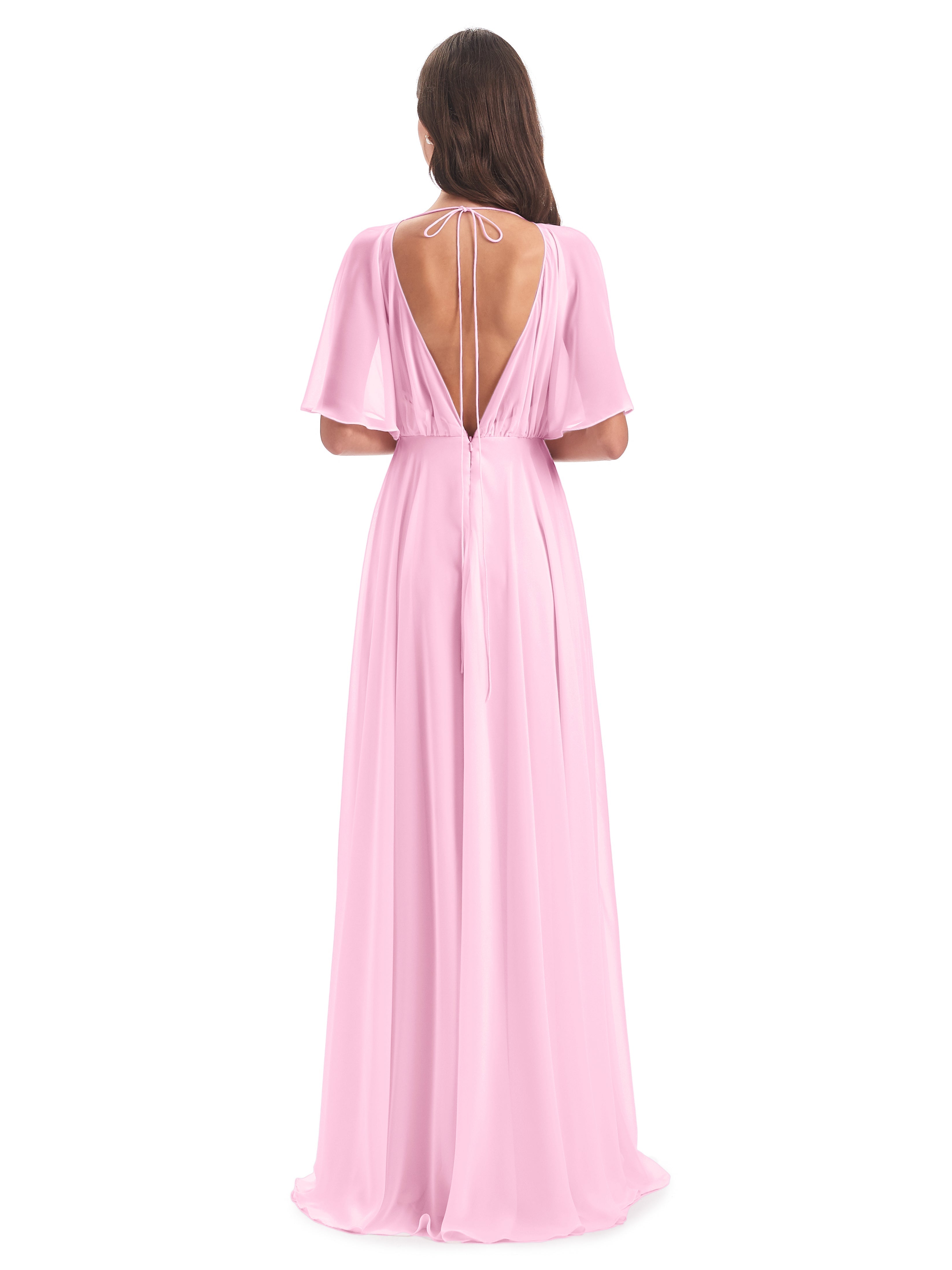 Robe Demoiselle D Honneur Rose Bonbon Trapèze Dos En V Robes Demoiselle D'Honneur