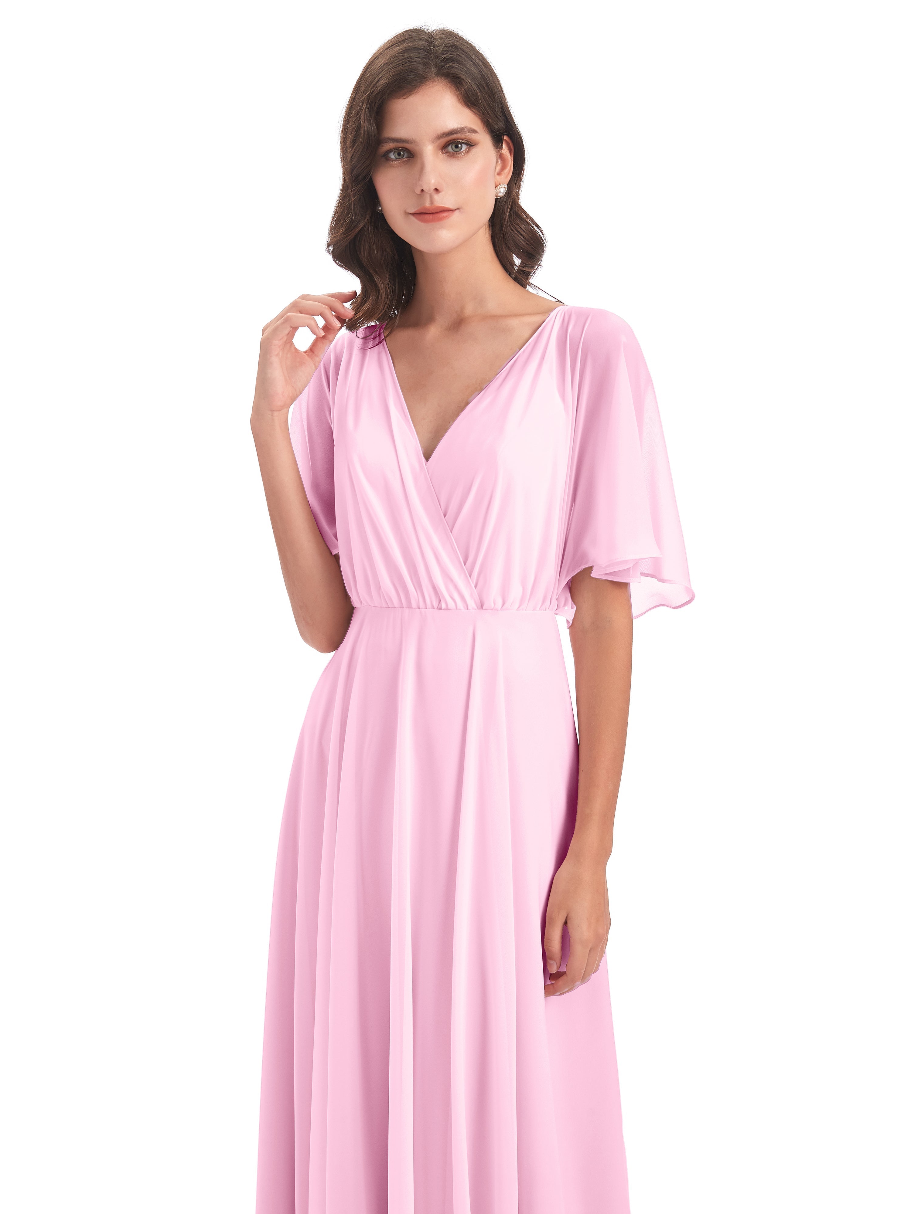Robe Demoiselle D Honneur Rose Bonbon Trapèze Dos En V Robes Demoiselle D'Honneur