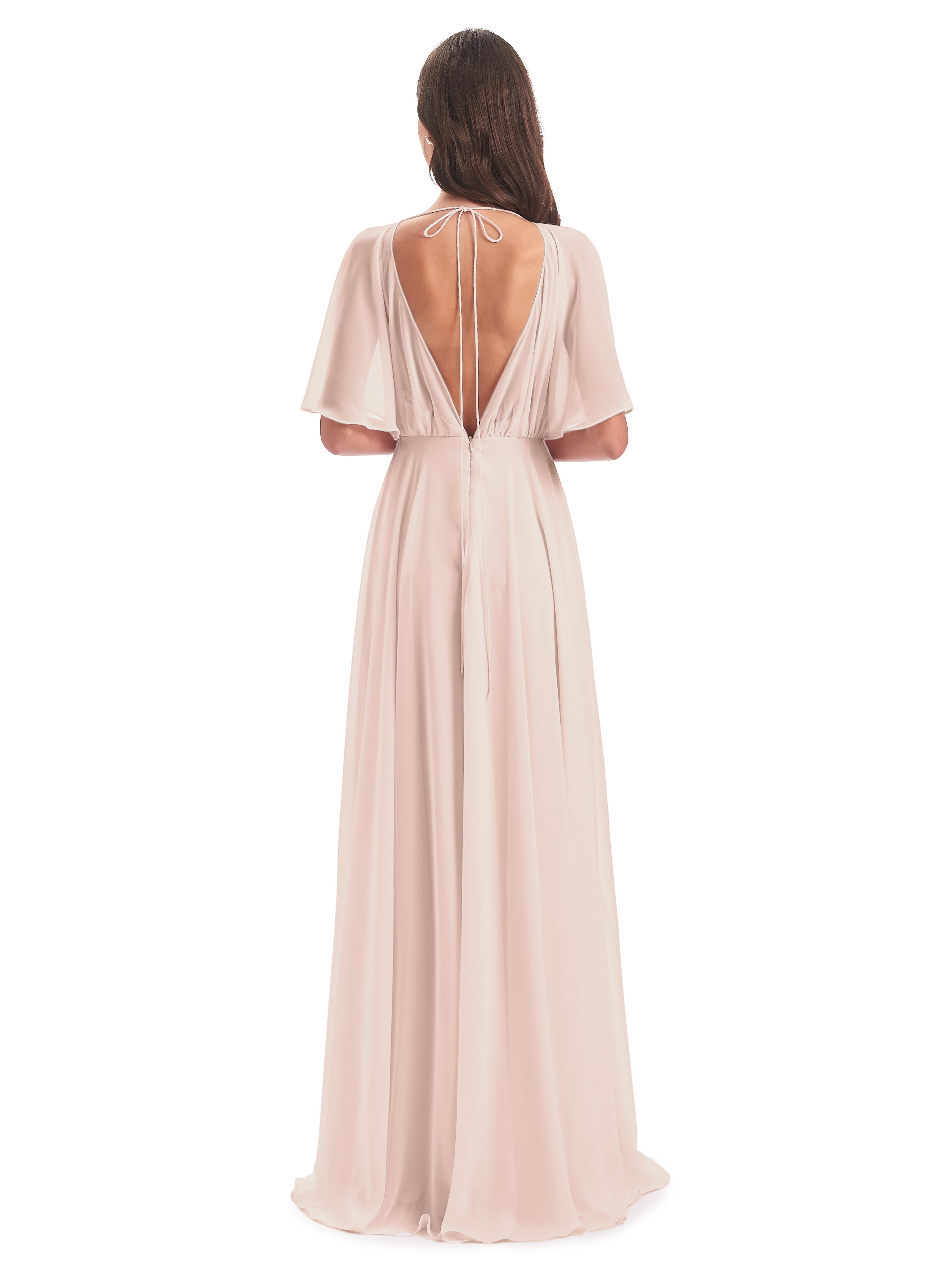 Robe Demoiselle D Honneur Rose Perle Trapèze Dos En V Robes Demoiselle D'Honneur