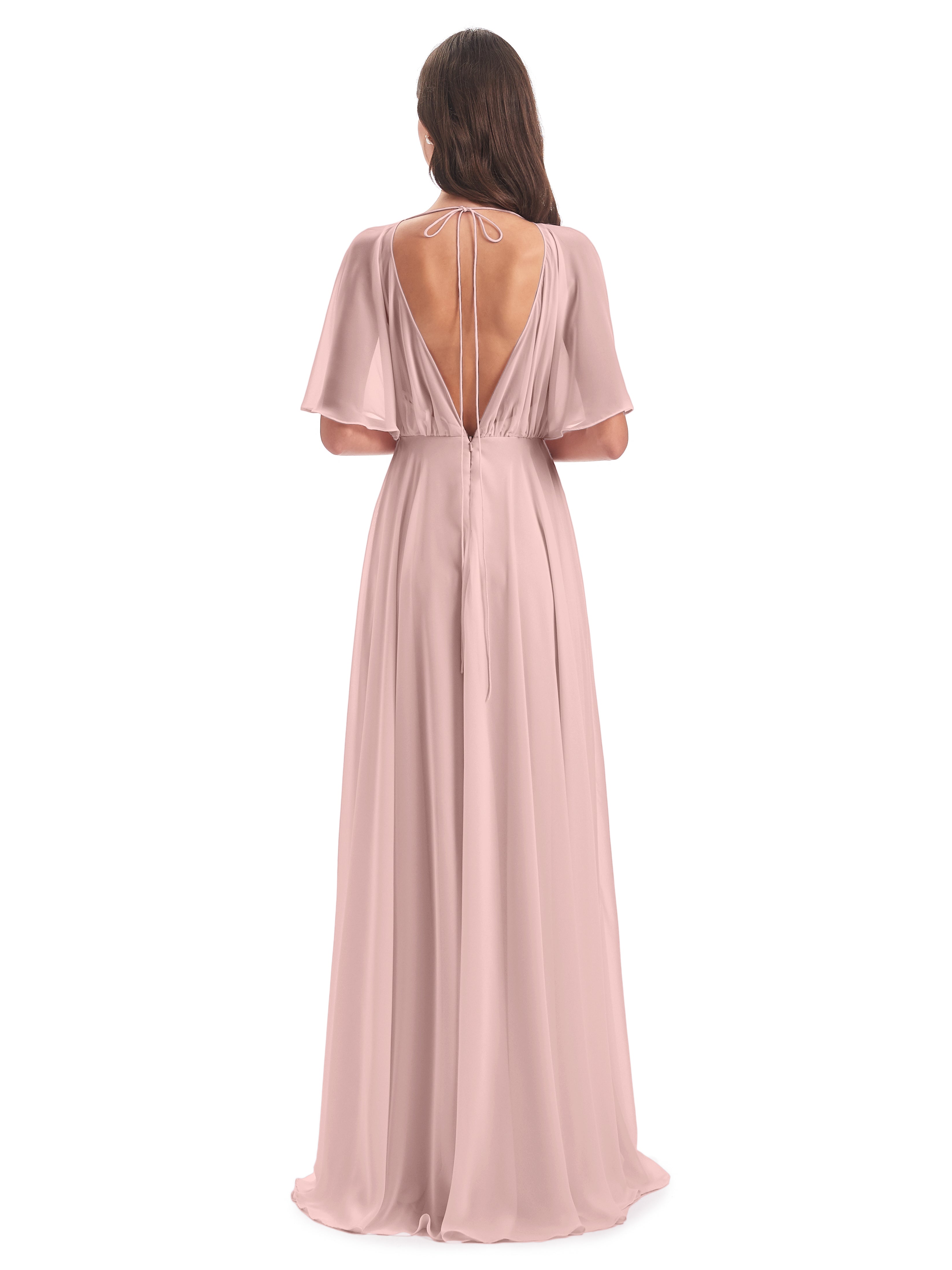 Robe Demoiselle D Honneur Rose Poudree Trapèze Dos En V Robes Demoiselle D'Honneur