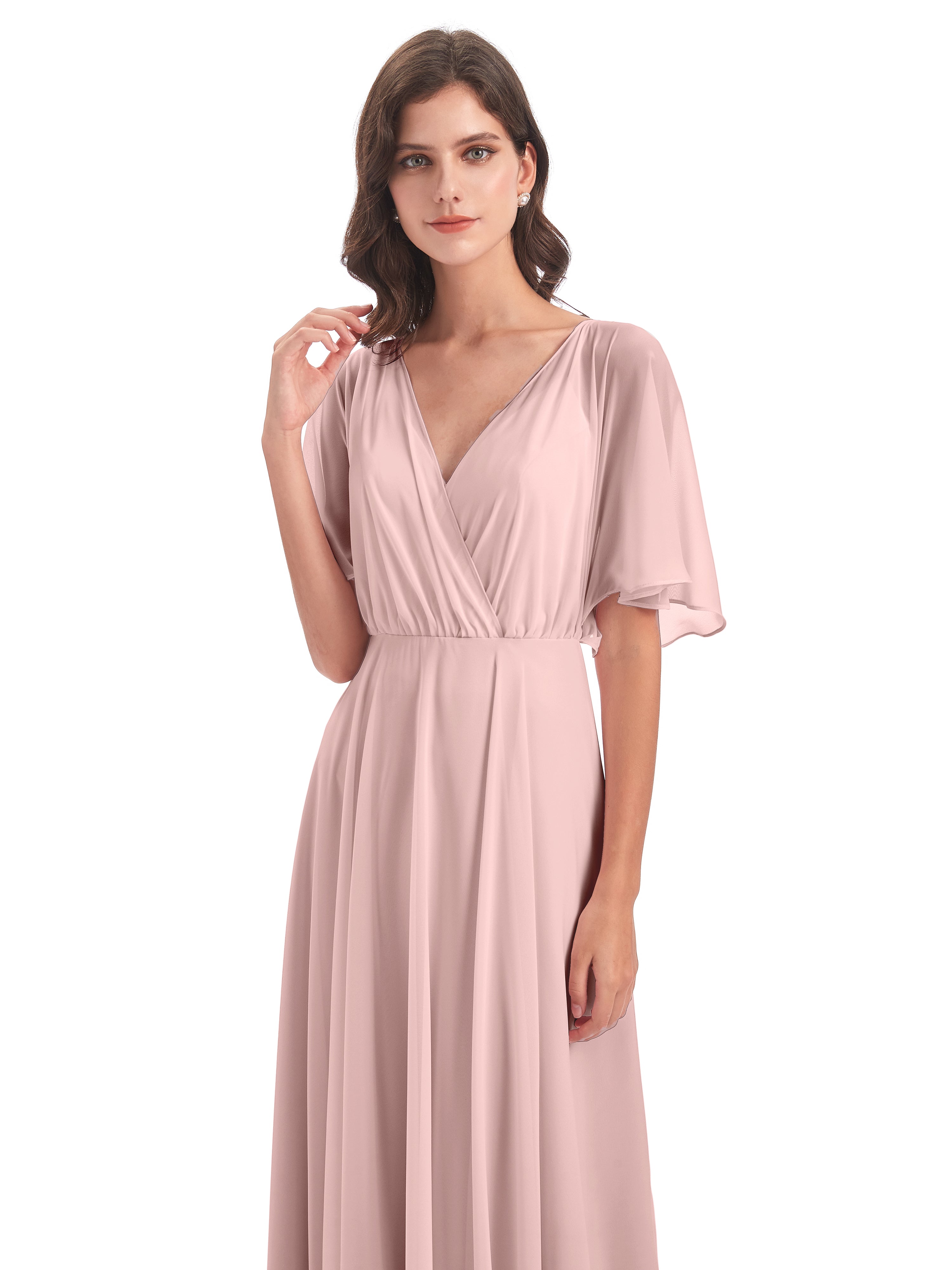 Robe Demoiselle D Honneur Rose Poudree Trapèze Dos En V Robes Demoiselle D'Honneur