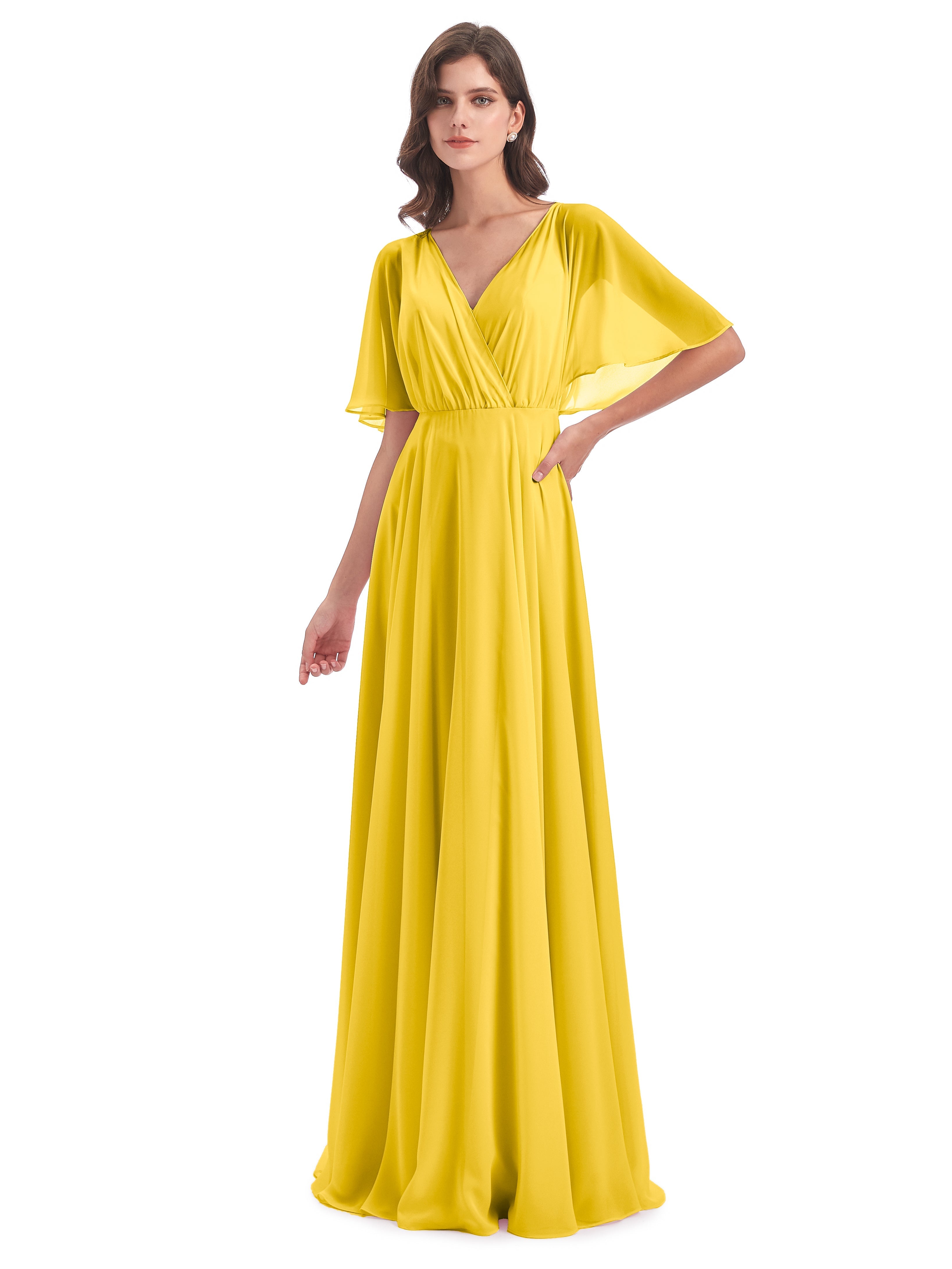 Robe De Demoiselle D'Honneur Souci Trapèze Dos En V Robes Demoiselle D'Honneur