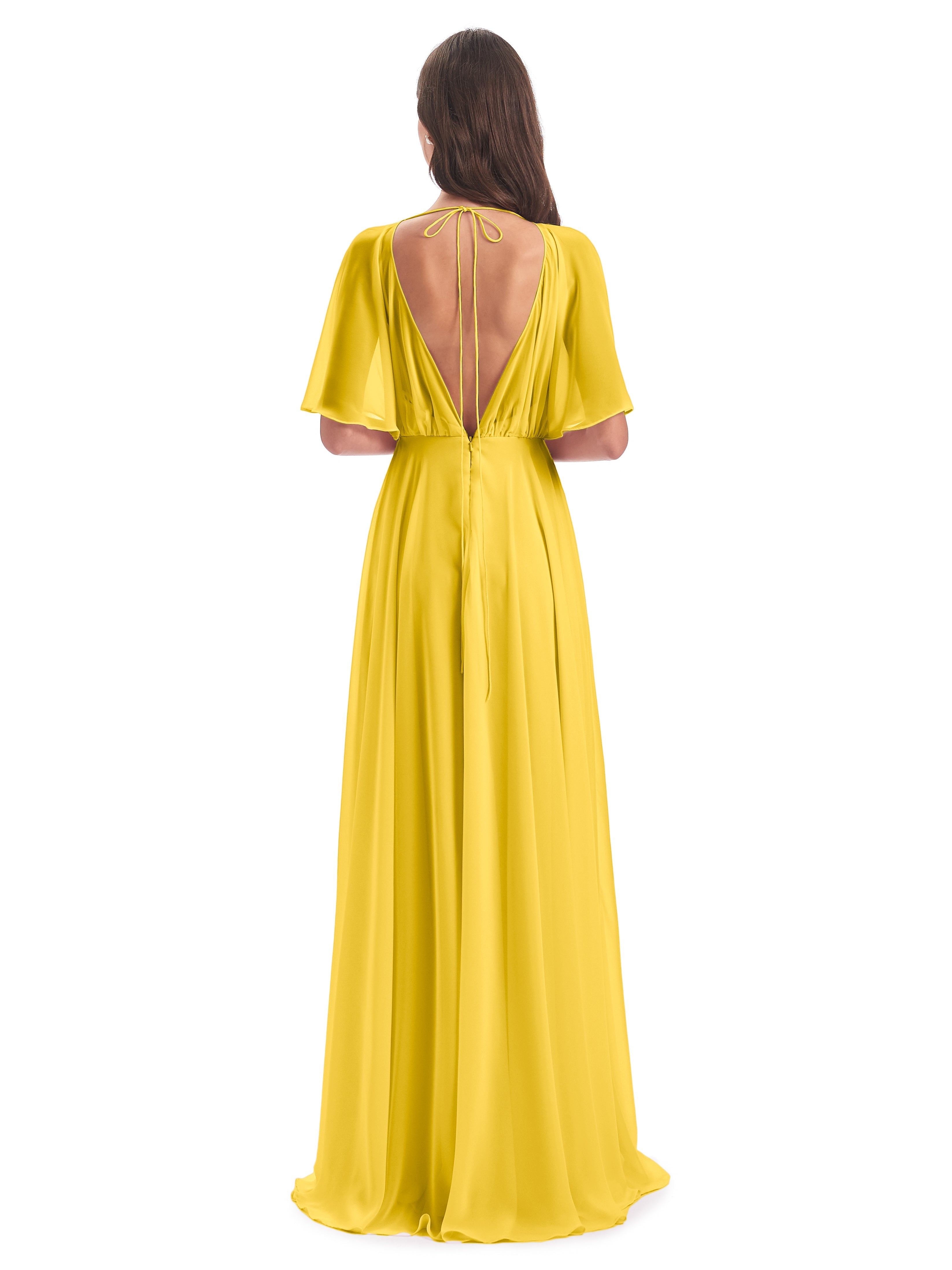 Robe De Demoiselle D'Honneur Souci Trapèze Dos En V Robes Demoiselle D'Honneur