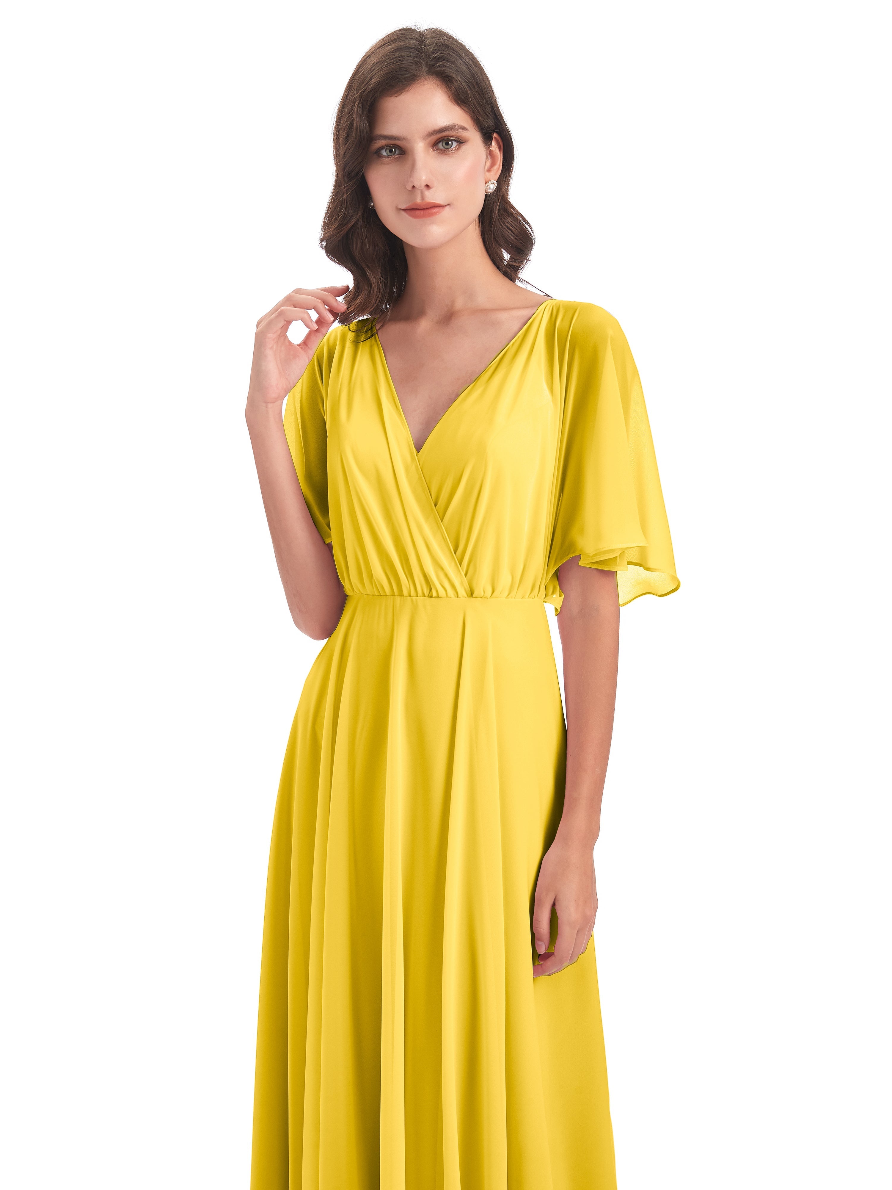Robe De Demoiselle D'Honneur Souci Trapèze Dos En V Robes Demoiselle D'Honneur