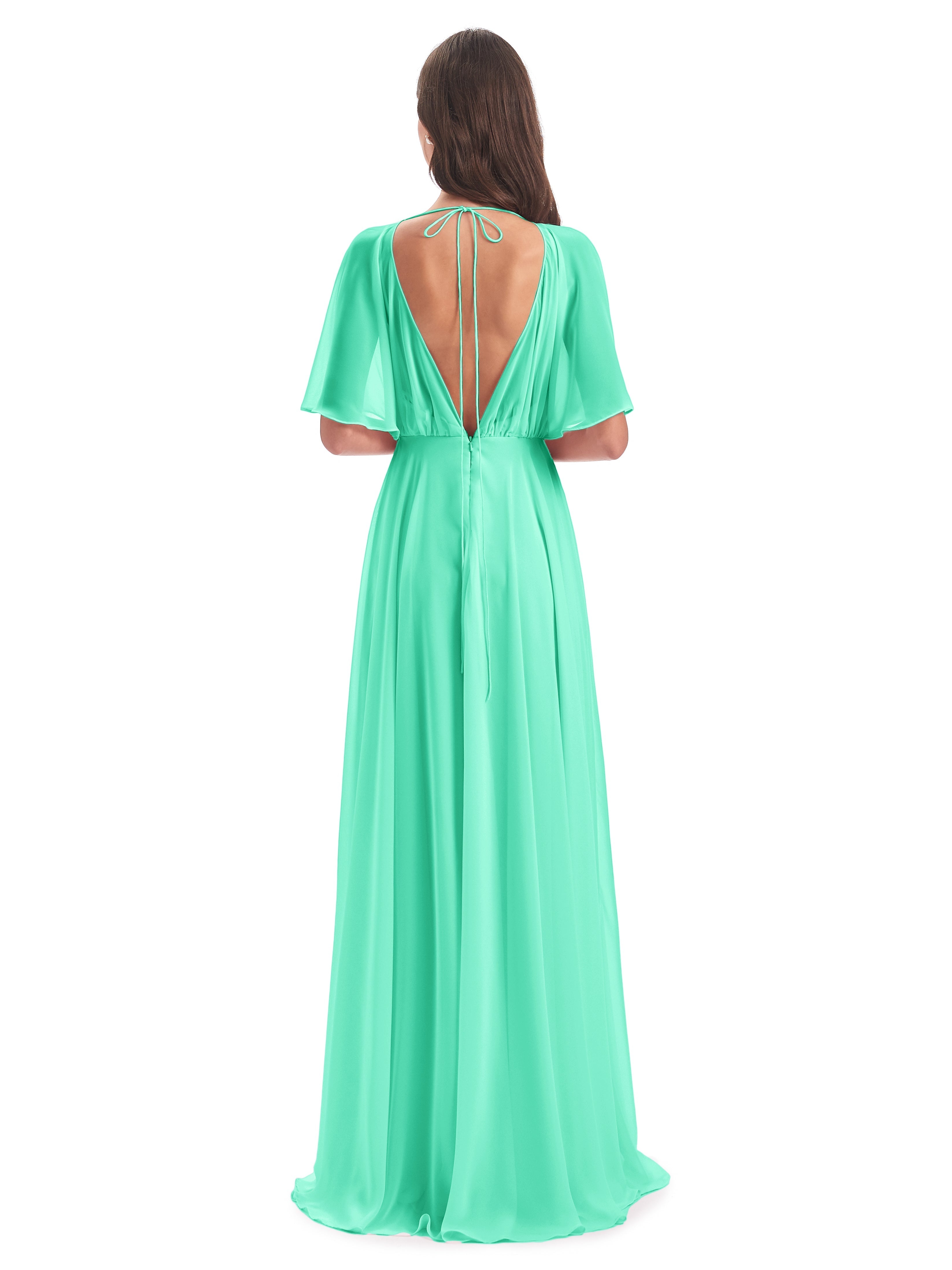 Robe Demoiselle D Honneur Turquoise Trapèze Dos En V Robes Demoiselle D'Honneur