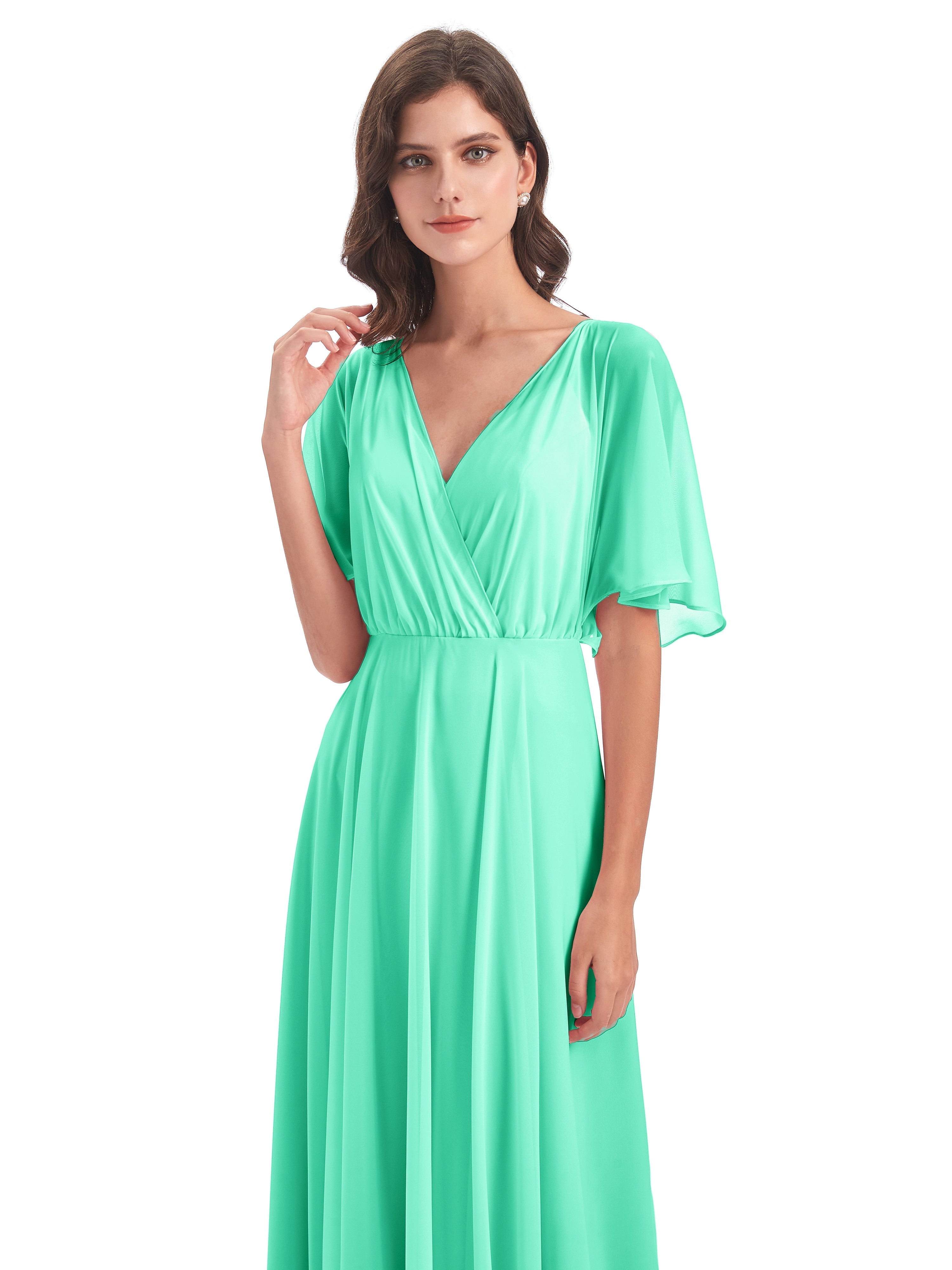 Robe Demoiselle D Honneur Turquoise Trapèze Dos En V Robes Demoiselle D'Honneur