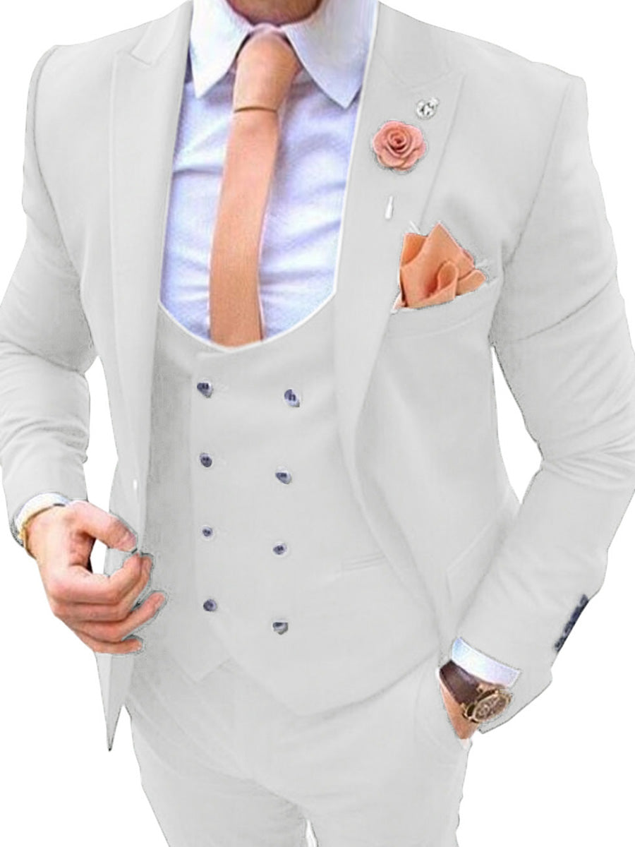 Costume Homme 3 Pièces BLANC Tenue Polyvalente pour un Style Affaires et Cérémonie Élégant