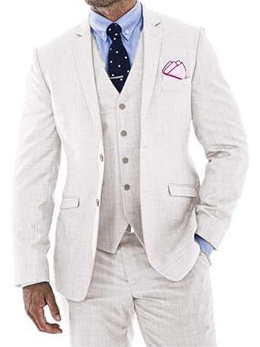 Costume Homme 3 Pièces Blanc en Lin avec Queue-de-Pie Style Rétro et Coupe Slim pour Mariage et Bal d'Été
