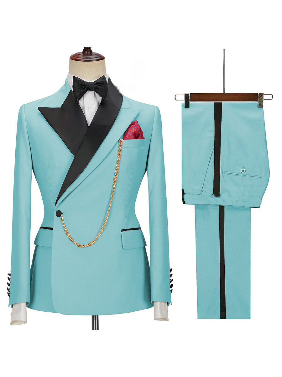 Costume Homme 2 Pièces En BLEU_CIEL Polyvalence Élégante pour un Style Affaires et Décontracté Coupe Affinante