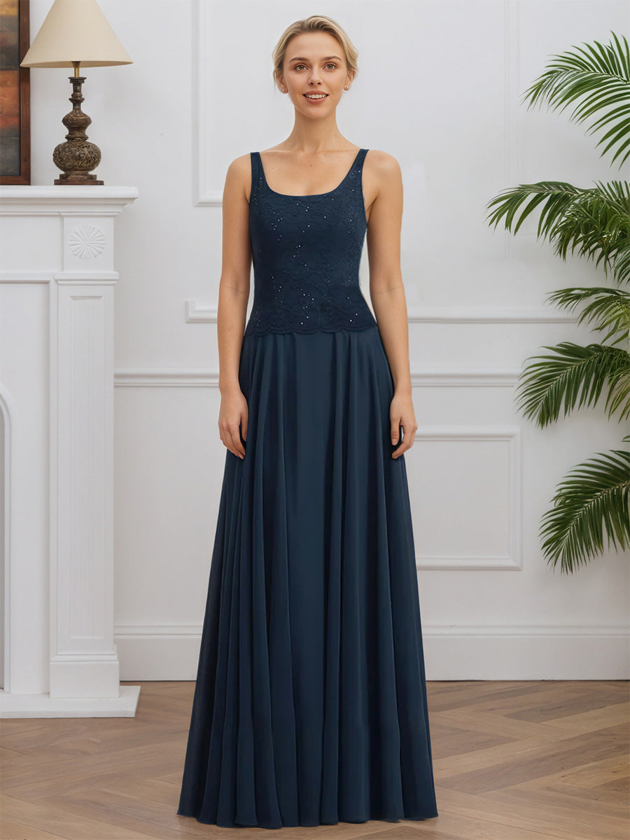 Cicinia Bleu Marine Robe avec Veste pour Mère de la Mariée Longue en Mousseline et Dentelle A-Line Longueur Sol