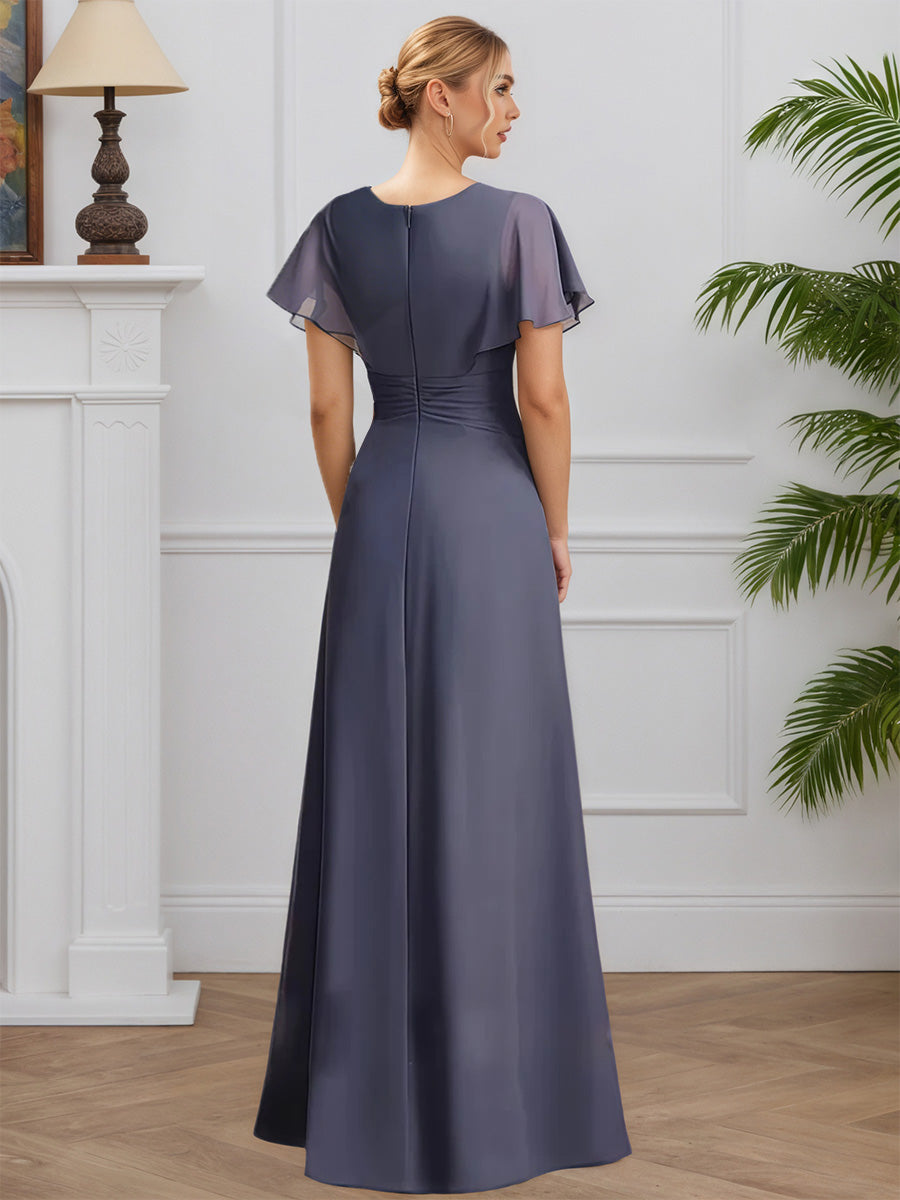 Cicinia ORAGEUX Robe pour Mère du Marié Longue en Mousseline A-Line Perlé Longueur Sol Élégante