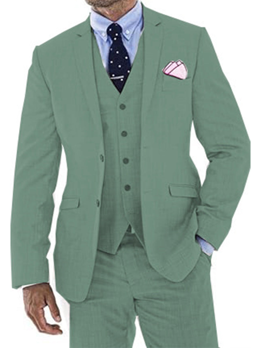 Costume Homme 3 Pièces VERT en Lin avec Queue-de-Pie Style Rétro et Coupe Slim pour Mariage et Bal d'Été