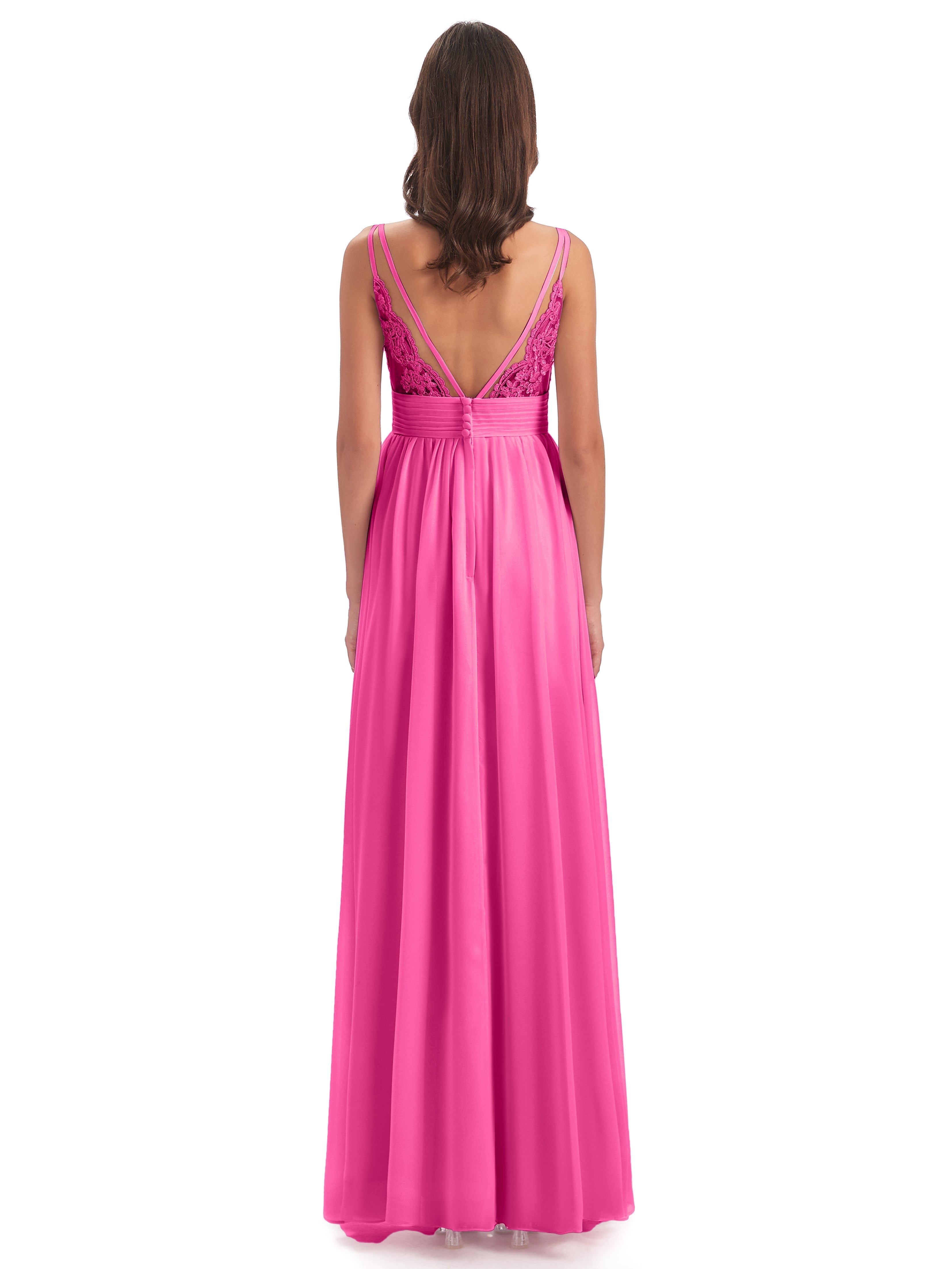 Robe Demoiselle D Honneur Azalée Bretelles Spaghetti Plis Dentelle Robes Demoiselle D'Honneur