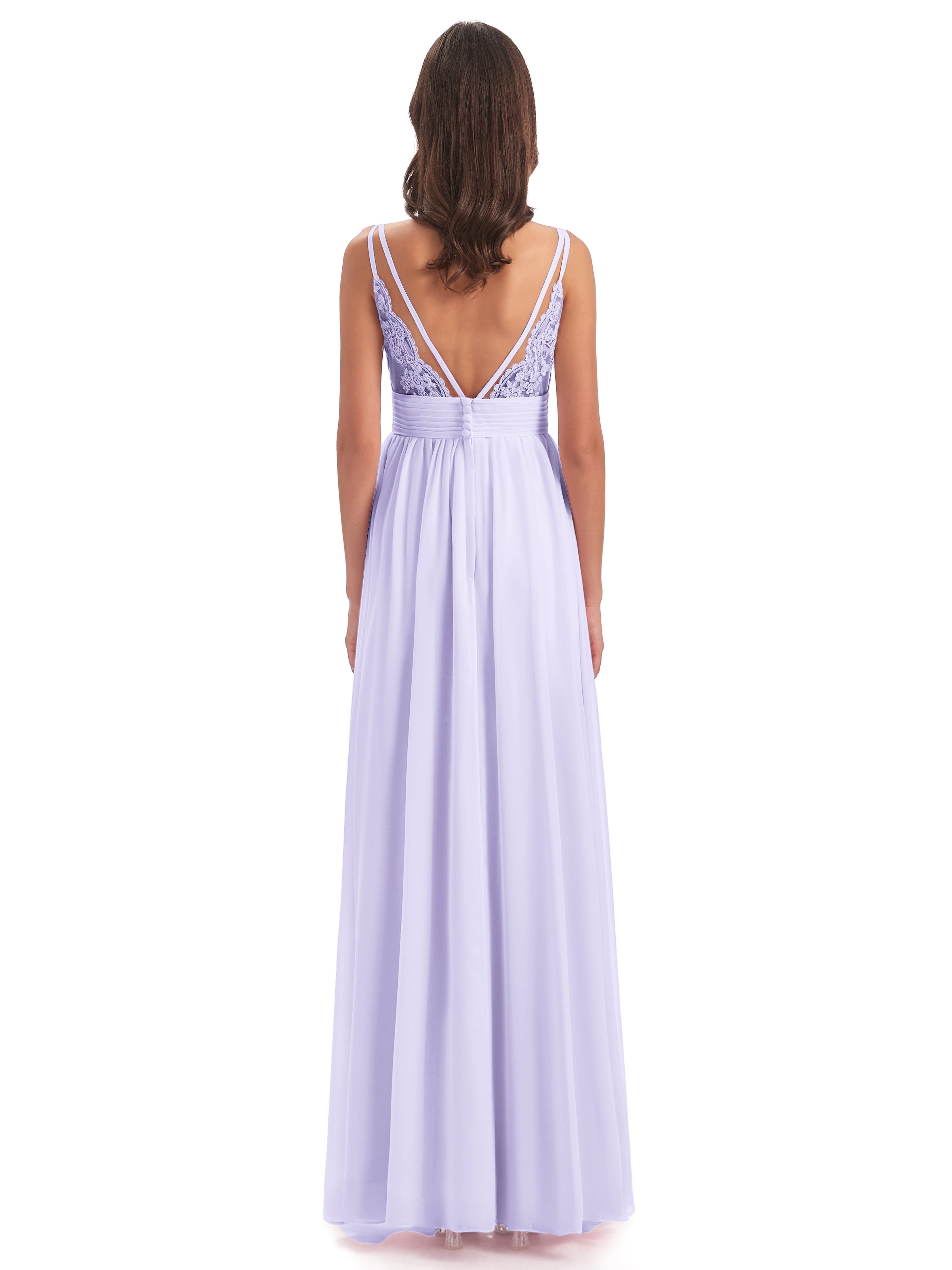 Demoiselle D Honneur Lilas Bretelles Spaghetti Plis Dentelle Robes Demoiselle D'Honneur
