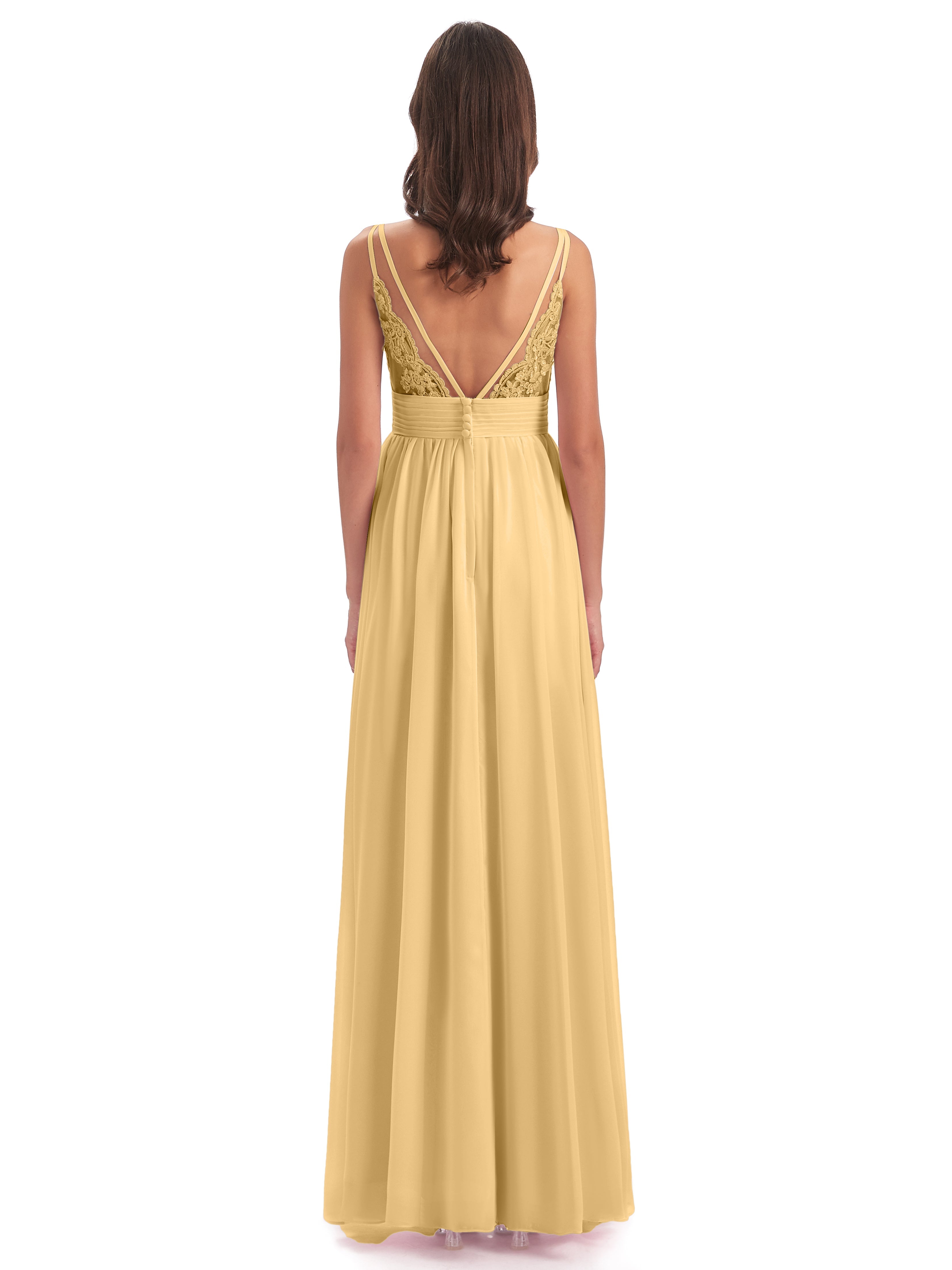 Robe Demoiselle D Honneur Or Bretelles Spaghetti Plis Dentelle Robes Demoiselle D'Honneur