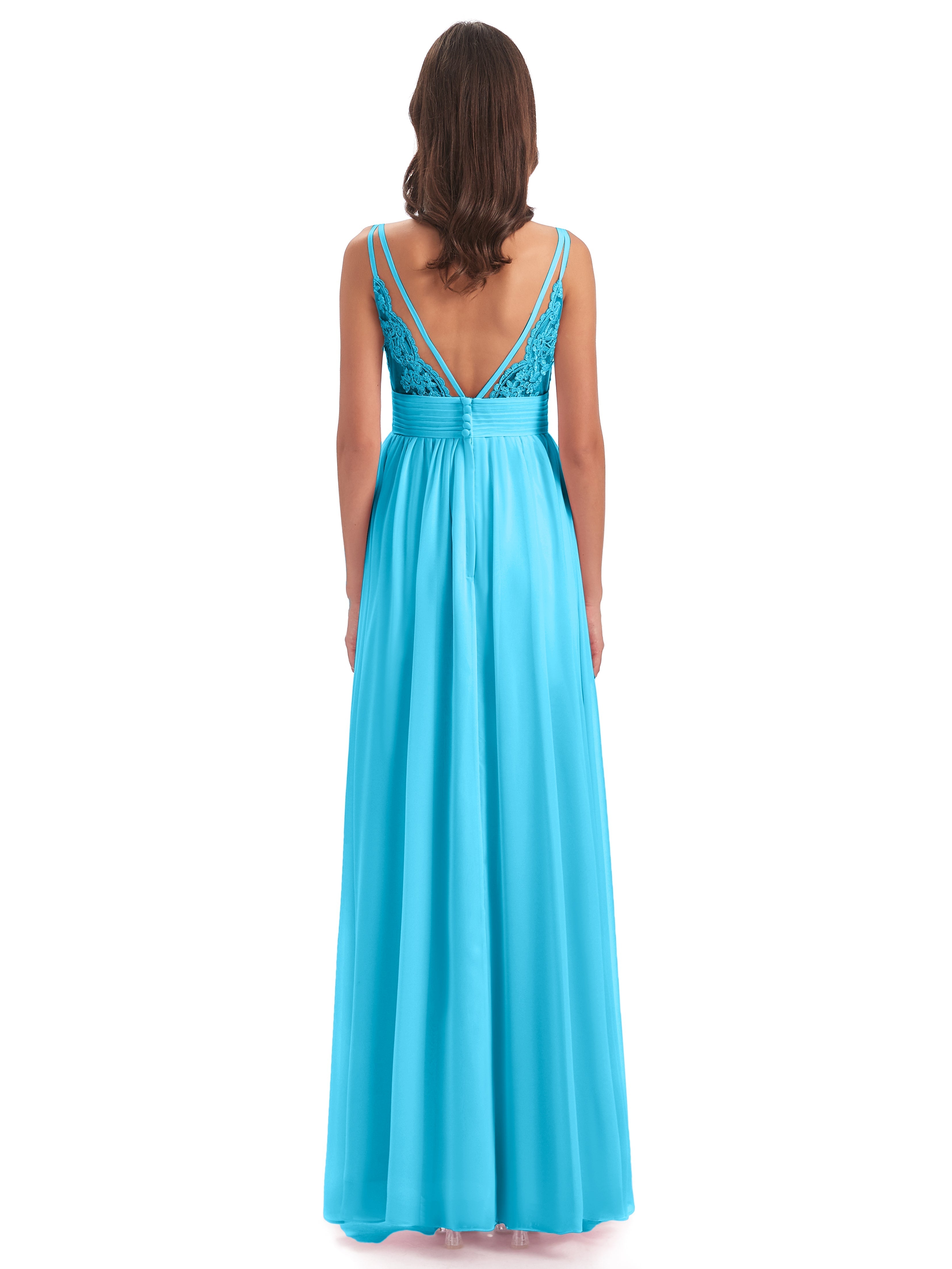 Robe De Demoiselle D'Honneur En Piscine Bretelles Spaghetti Plis Dentelle Robes Demoiselle D'Honneur