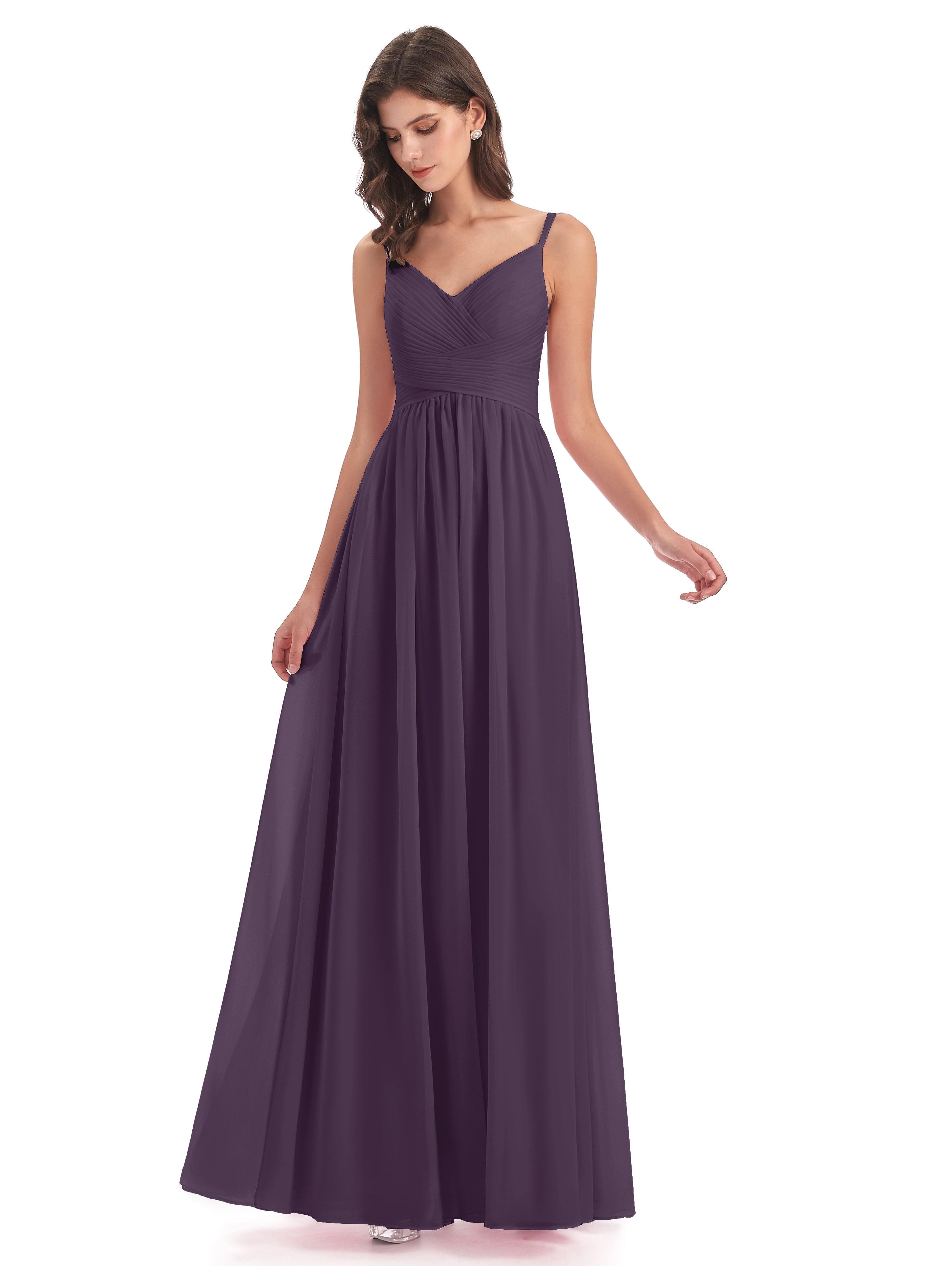 Robe De Demoiselle D'Honneur En Plum Bretelles Spaghetti Plis Dentelle Robes Demoiselle D'Honneur