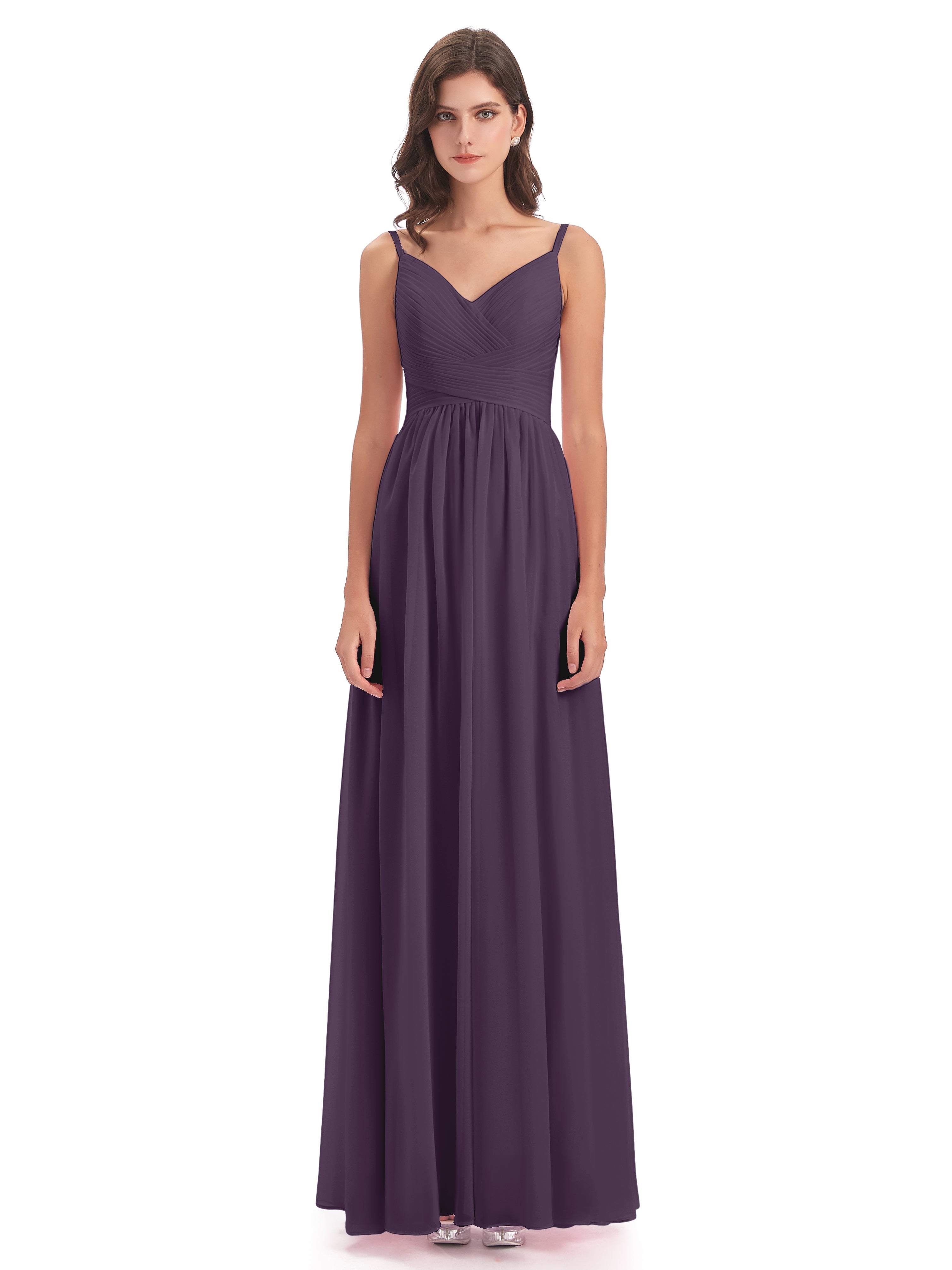 Robe De Demoiselle D'Honneur En Plum Bretelles Spaghetti Plis Dentelle Robes Demoiselle D'Honneur