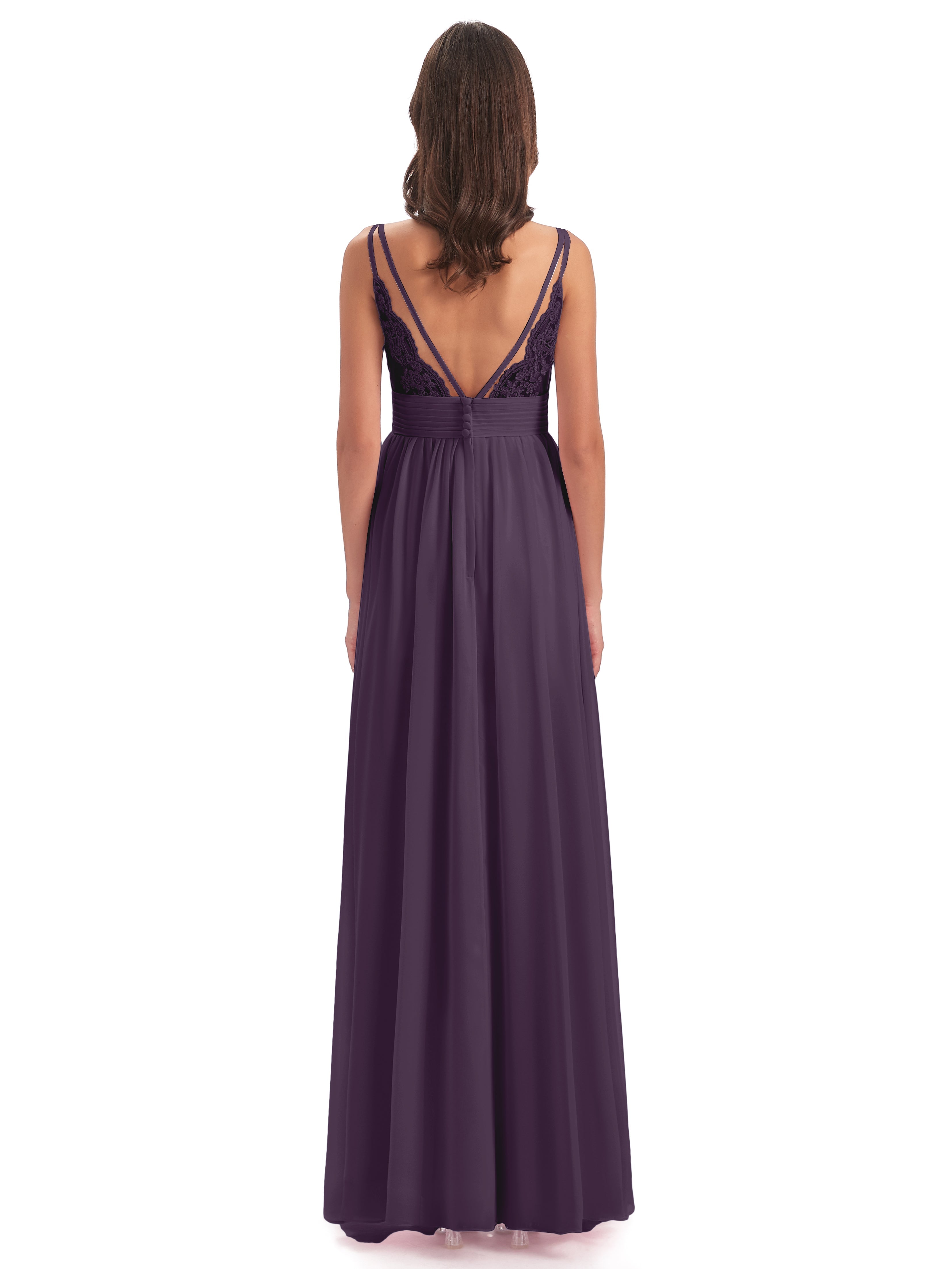 Robe De Demoiselle D'Honneur En Plum Bretelles Spaghetti Plis Dentelle Robes Demoiselle D'Honneur