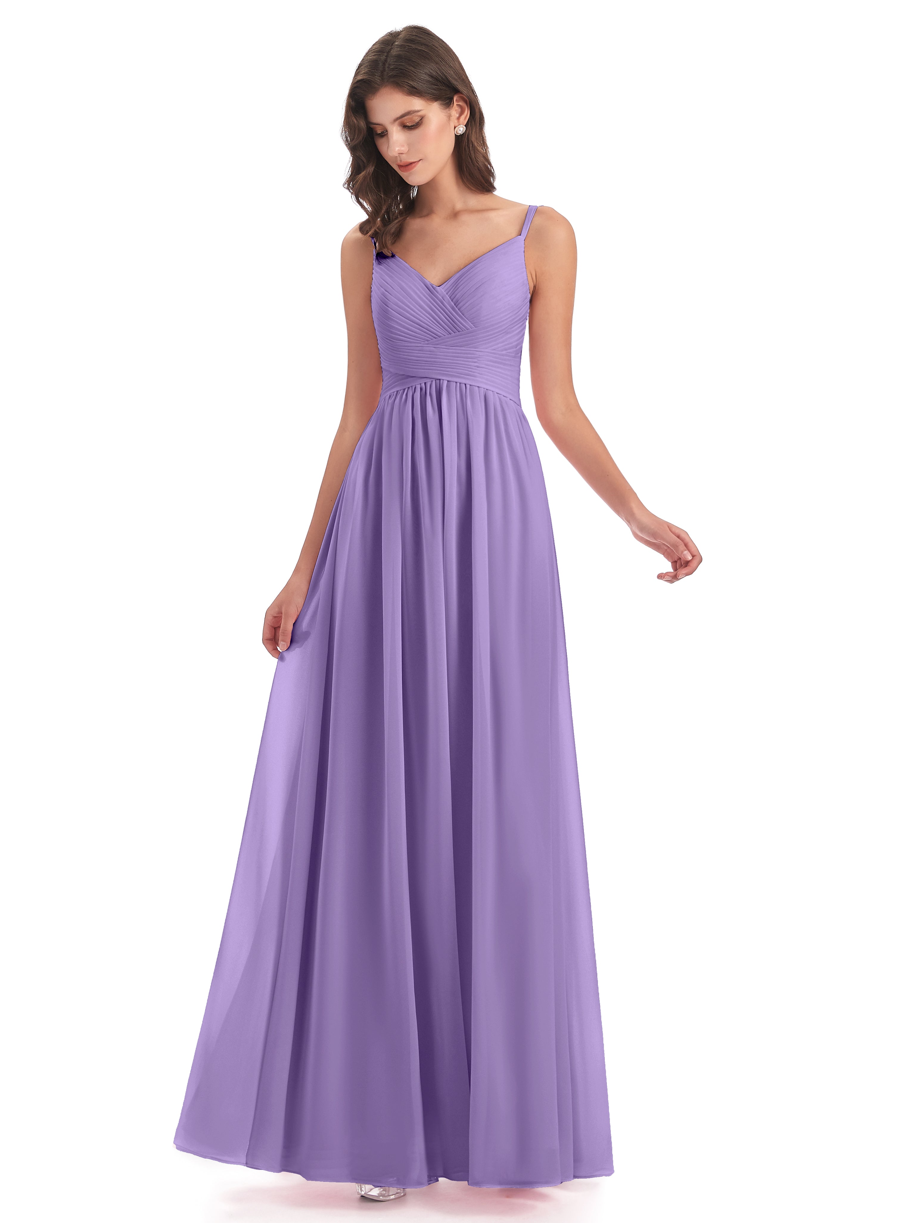 Robes De Demoiselle D'Honneur Tahiti Bretelles Spaghetti Plis Dentelle Robes Demoiselle D'Honneur