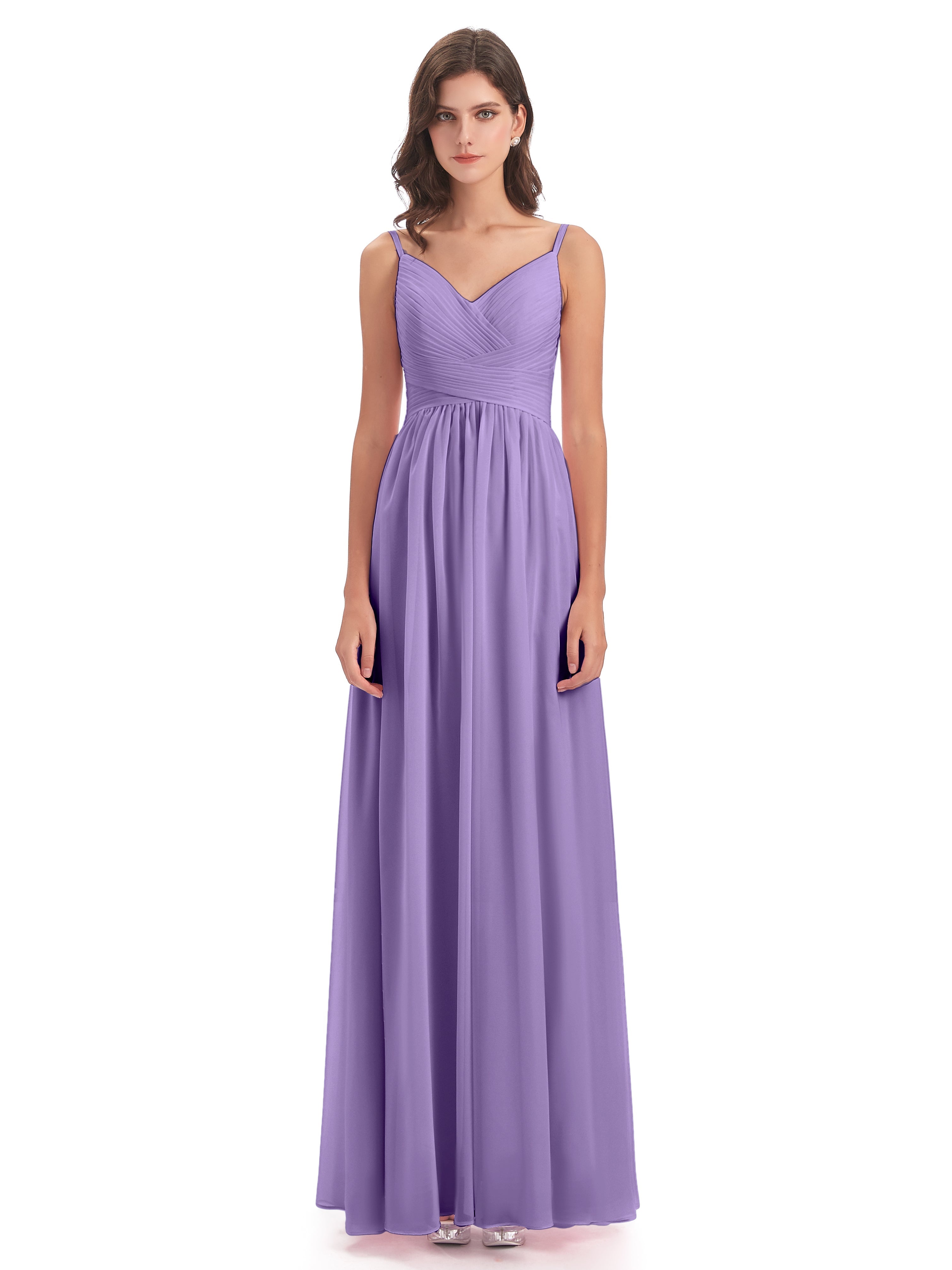 Robes De Demoiselle D'Honneur Tahiti Bretelles Spaghetti Plis Dentelle Robes Demoiselle D'Honneur