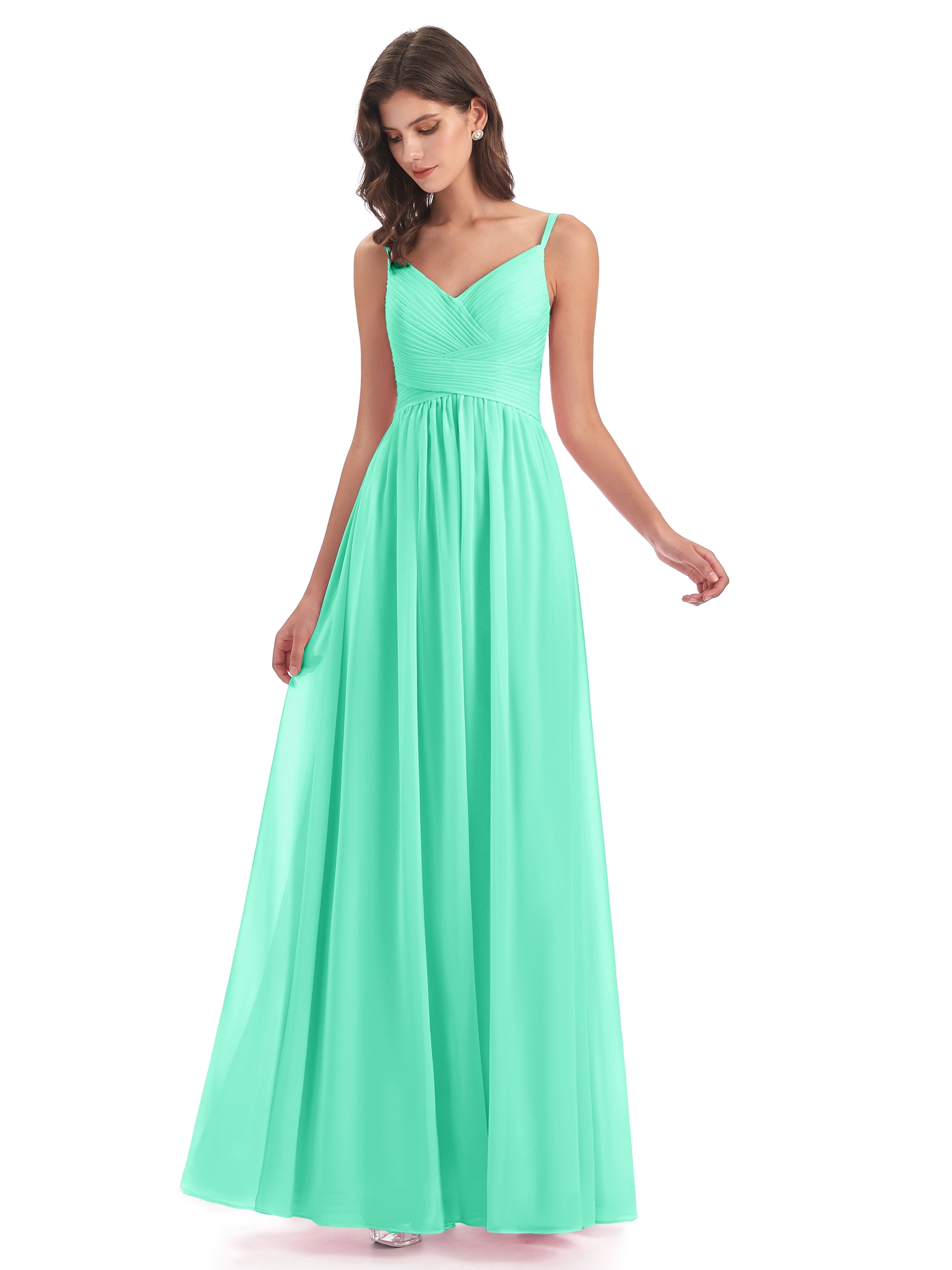 Demoiselle Dhonneur Robe Bleu Turquoise Bretelles Spaghetti Plis Dentelle Robes Demoiselle D'Honneur