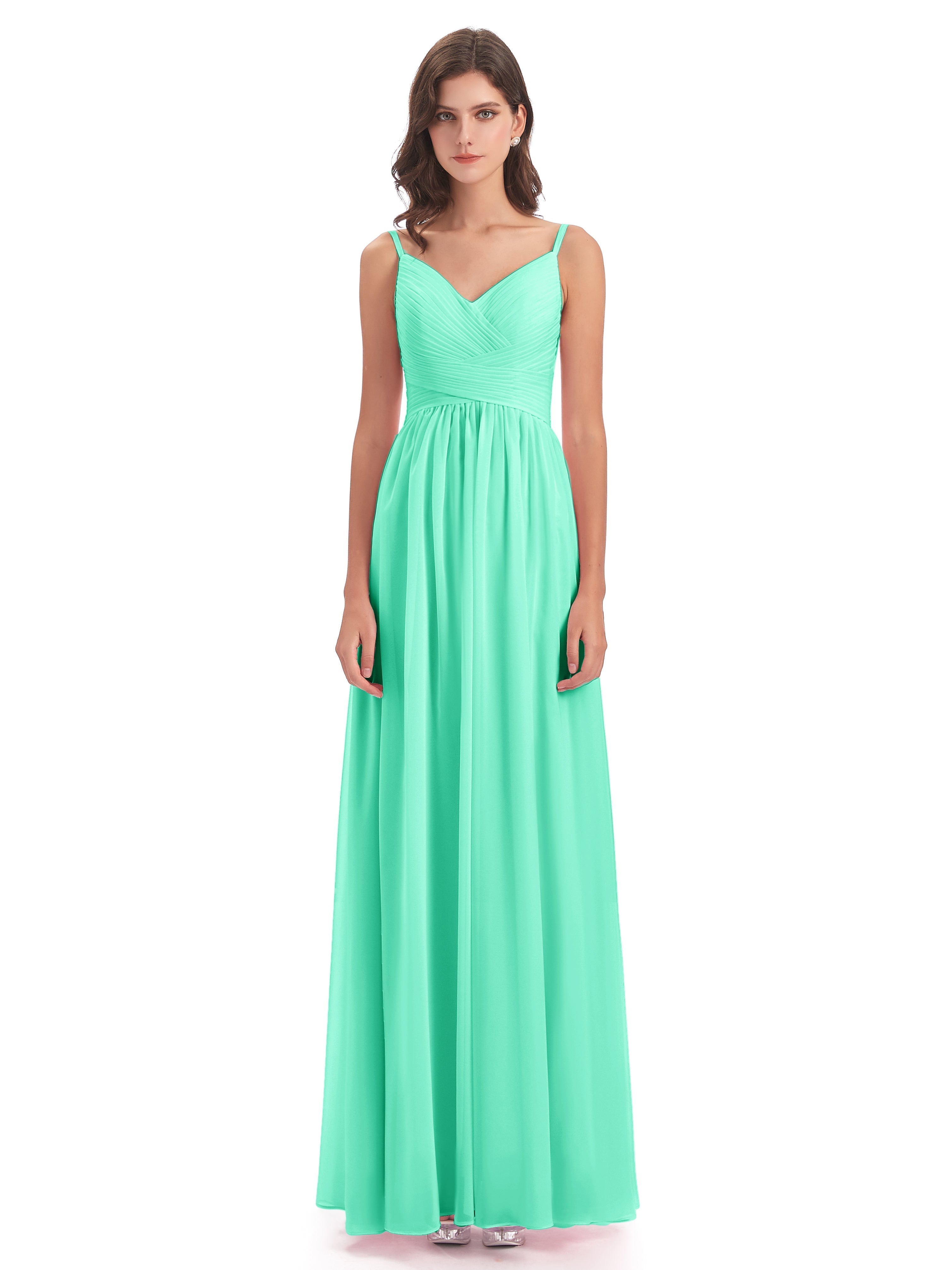 Demoiselle Dhonneur Robe Bleu Turquoise Bretelles Spaghetti Plis Dentelle Robes Demoiselle D'Honneur