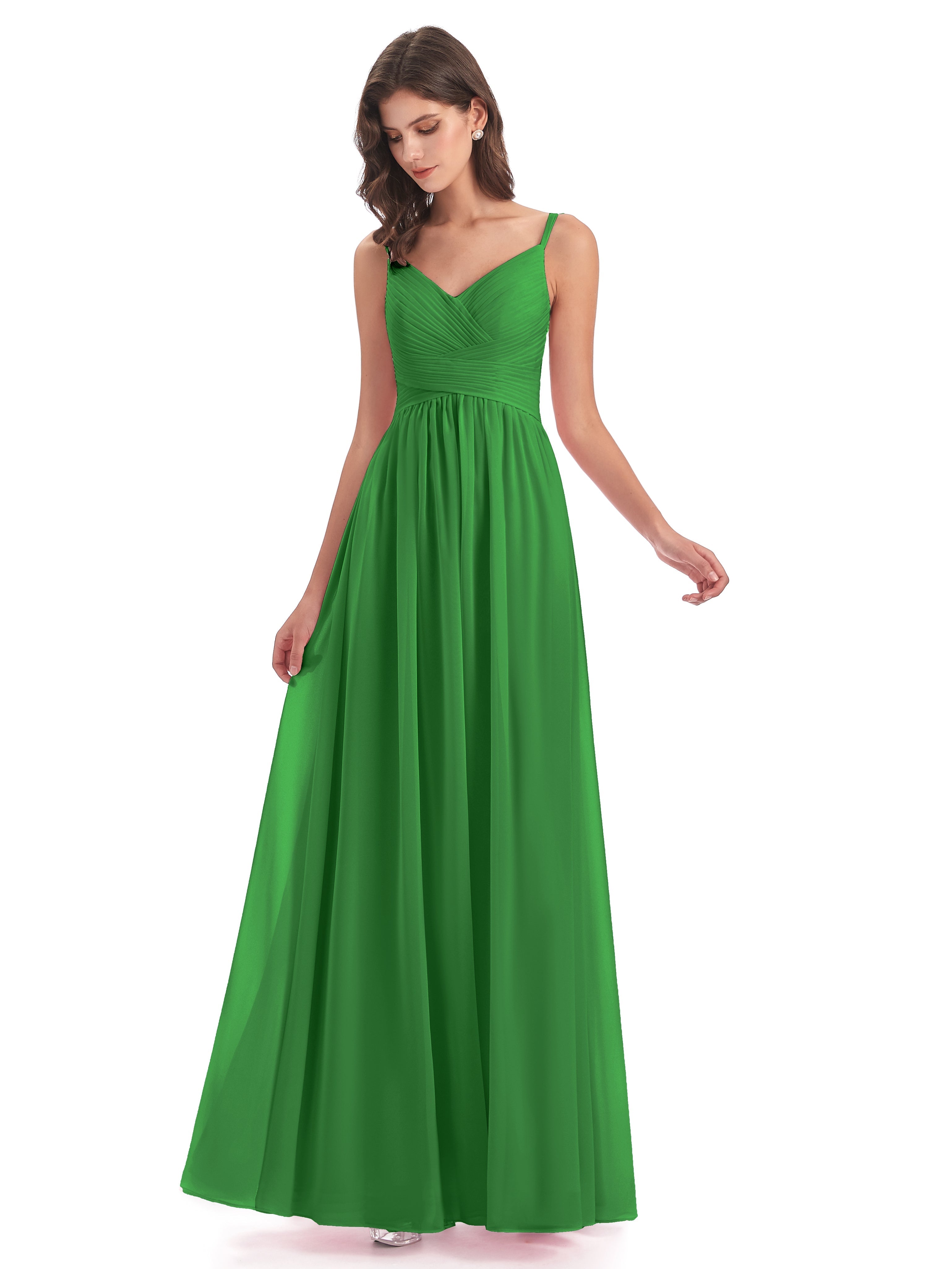 Robe Verte Demoiselle D Honneur Bretelles Spaghetti Plis Dentelle Robes Demoiselle D'Honneur