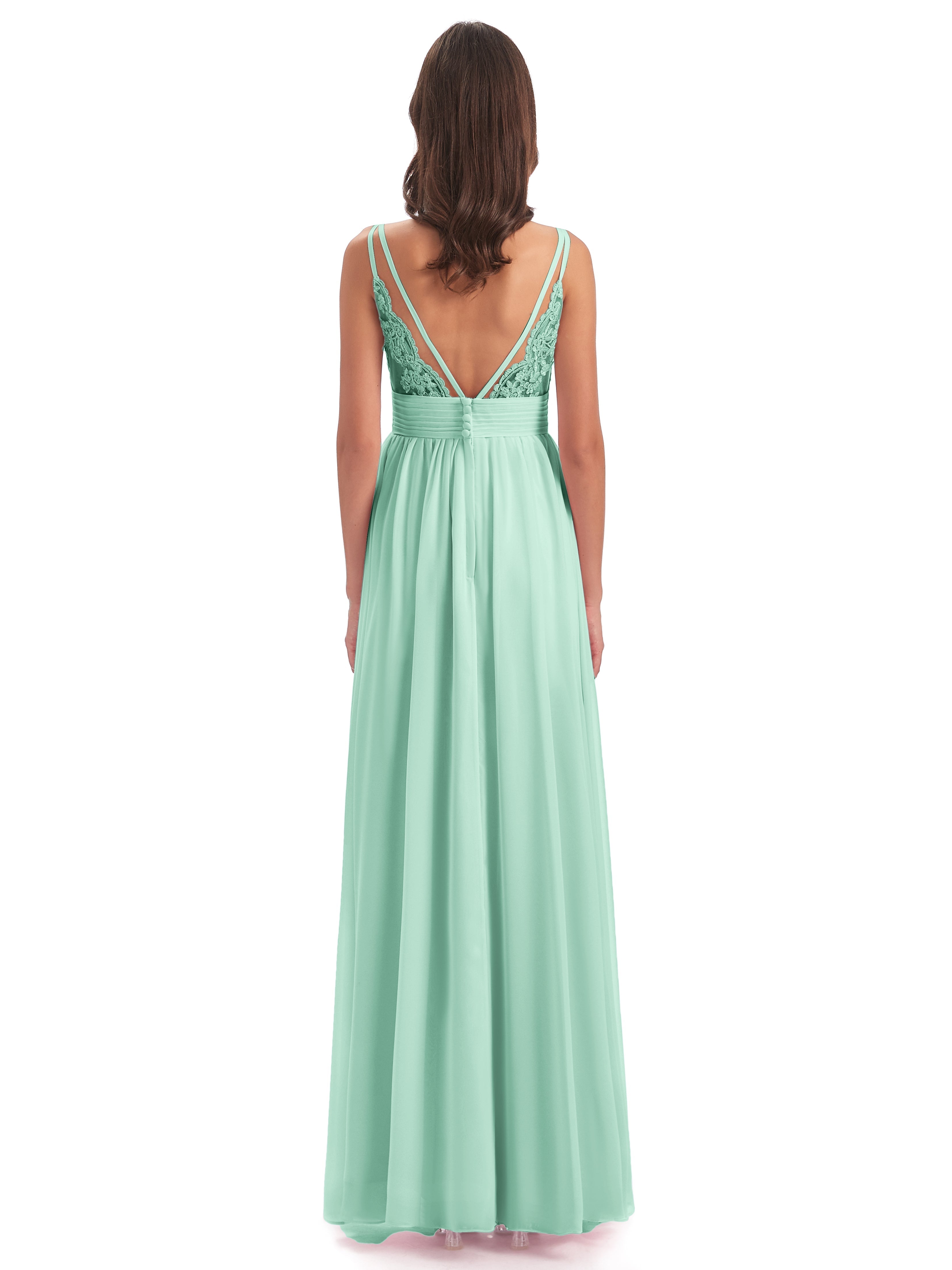 Robe Vert Menthe Demoiselle D Honneur Bretelles Spaghetti Plis Dentelle Robes Demoiselle D'Honneur