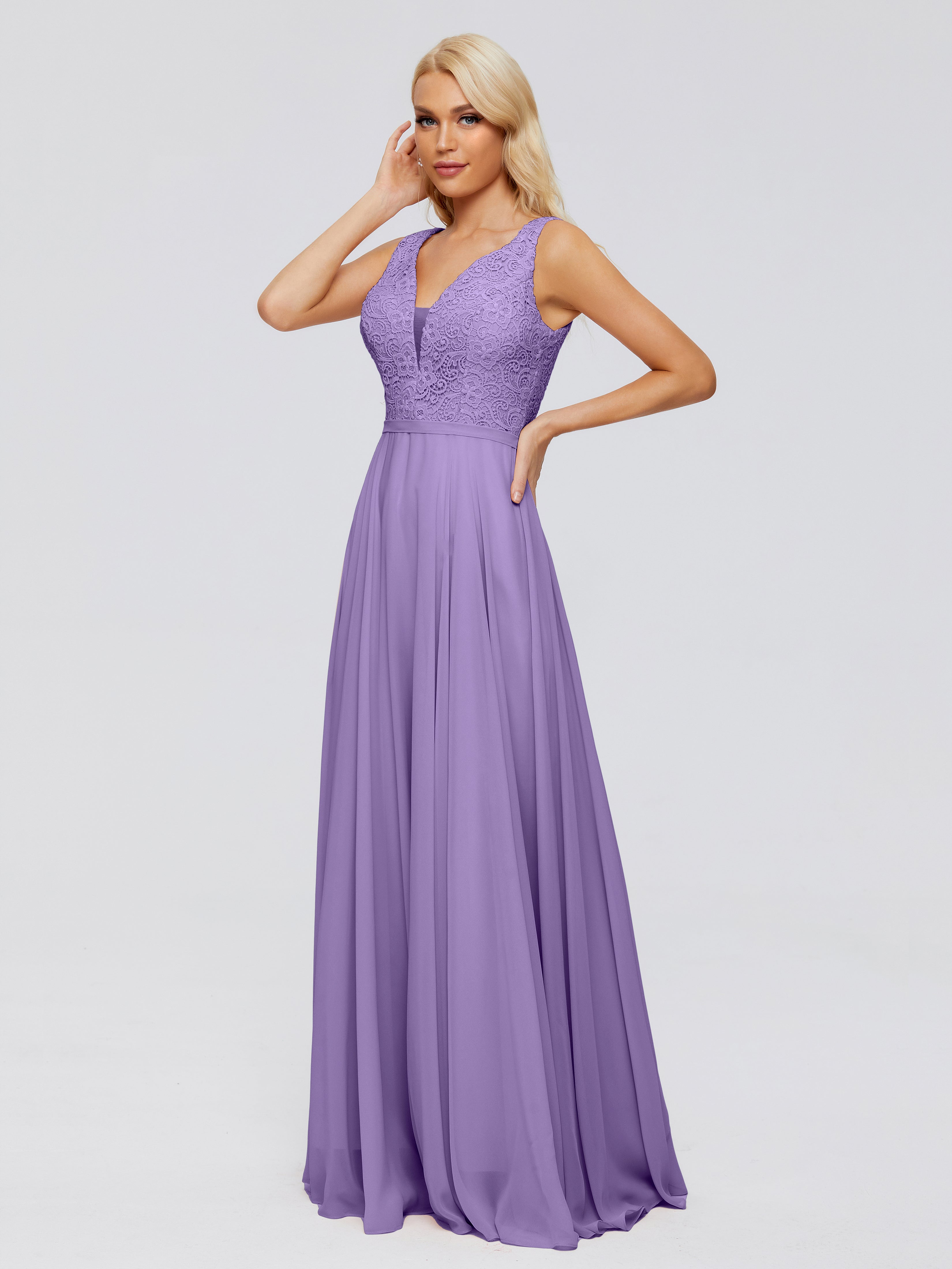 Robes De Demoiselle D'Honneur Tahiti Trapèze Col V Bretelle Mousseline Robes Demoiselle D'Honneur