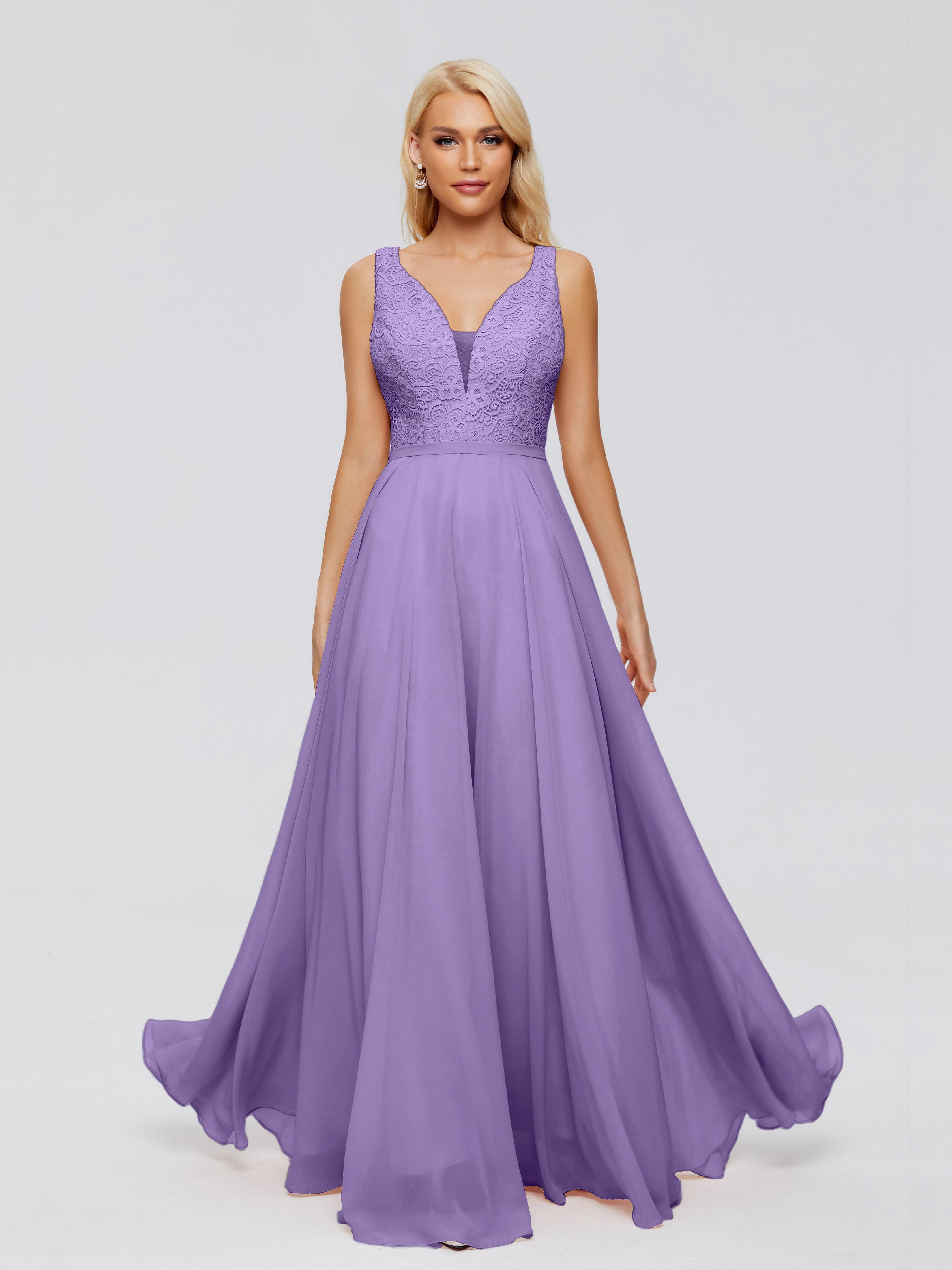 Robes De Demoiselle D'Honneur Tahiti Trapèze Col V Bretelle Mousseline Robes Demoiselle D'Honneur