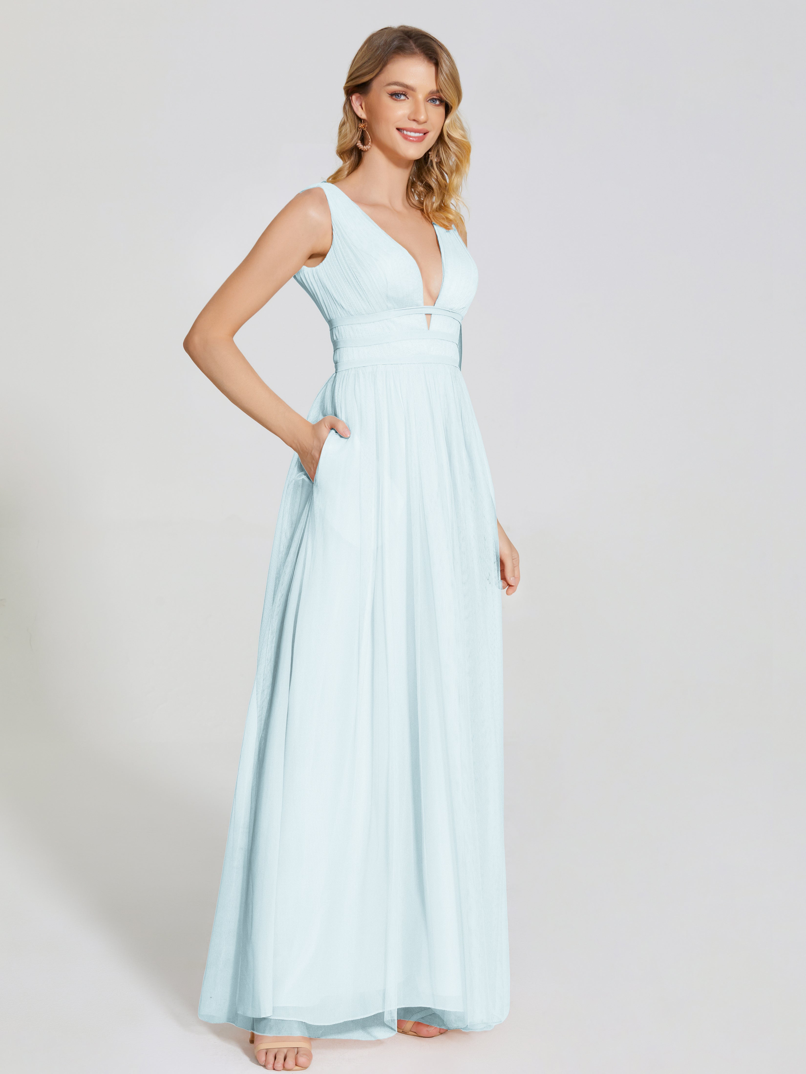 Robe De Demoiselle D'Honneur Brume Bretelles Dos Nu Sexy Tulle Robe De Demoiselle D'Honneur