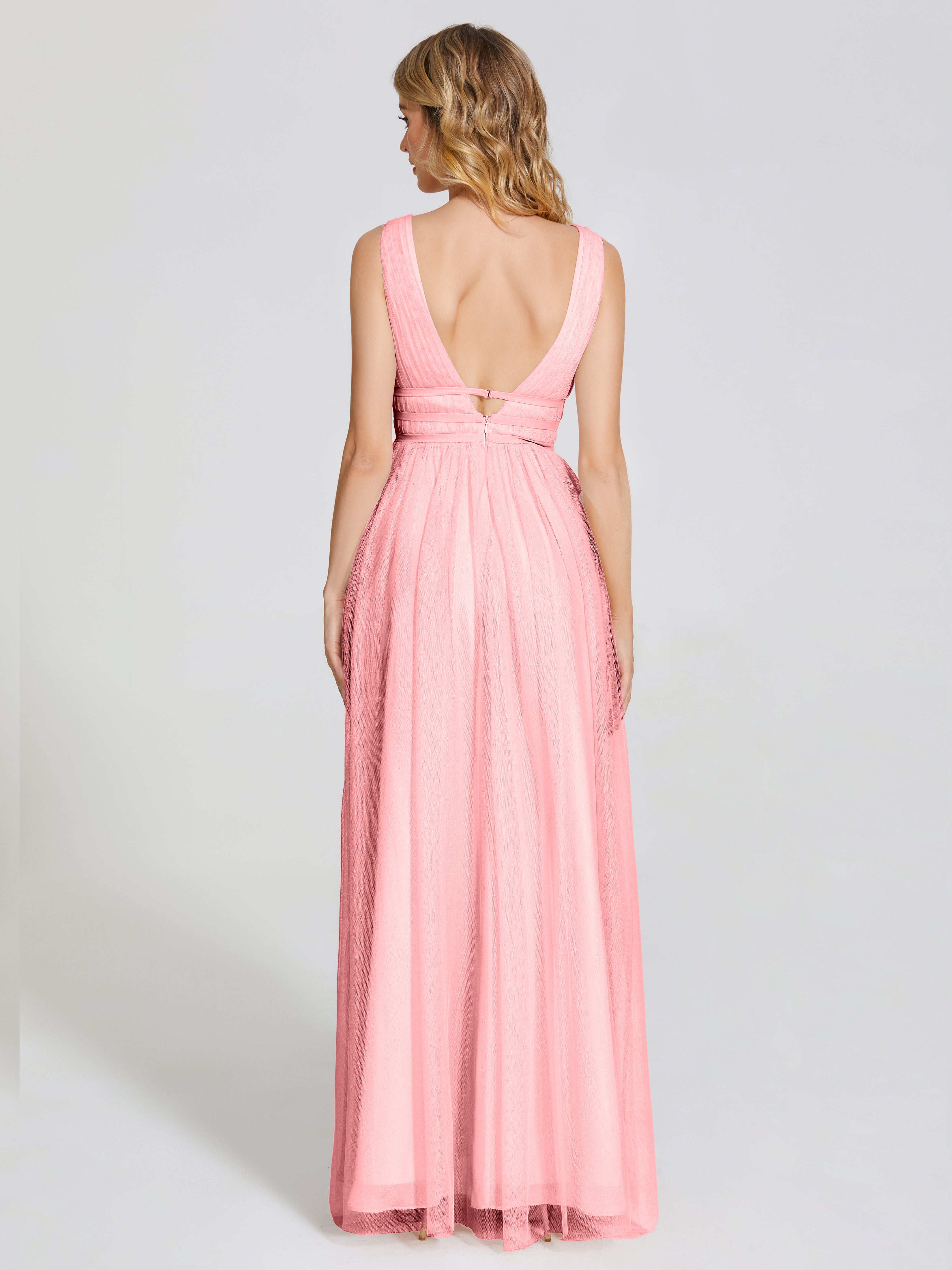 Robes De Demoiselle D'Honneur Flamant Bretelles Dos Nu Sexy Tulle Robe De Demoiselle D'Honneur