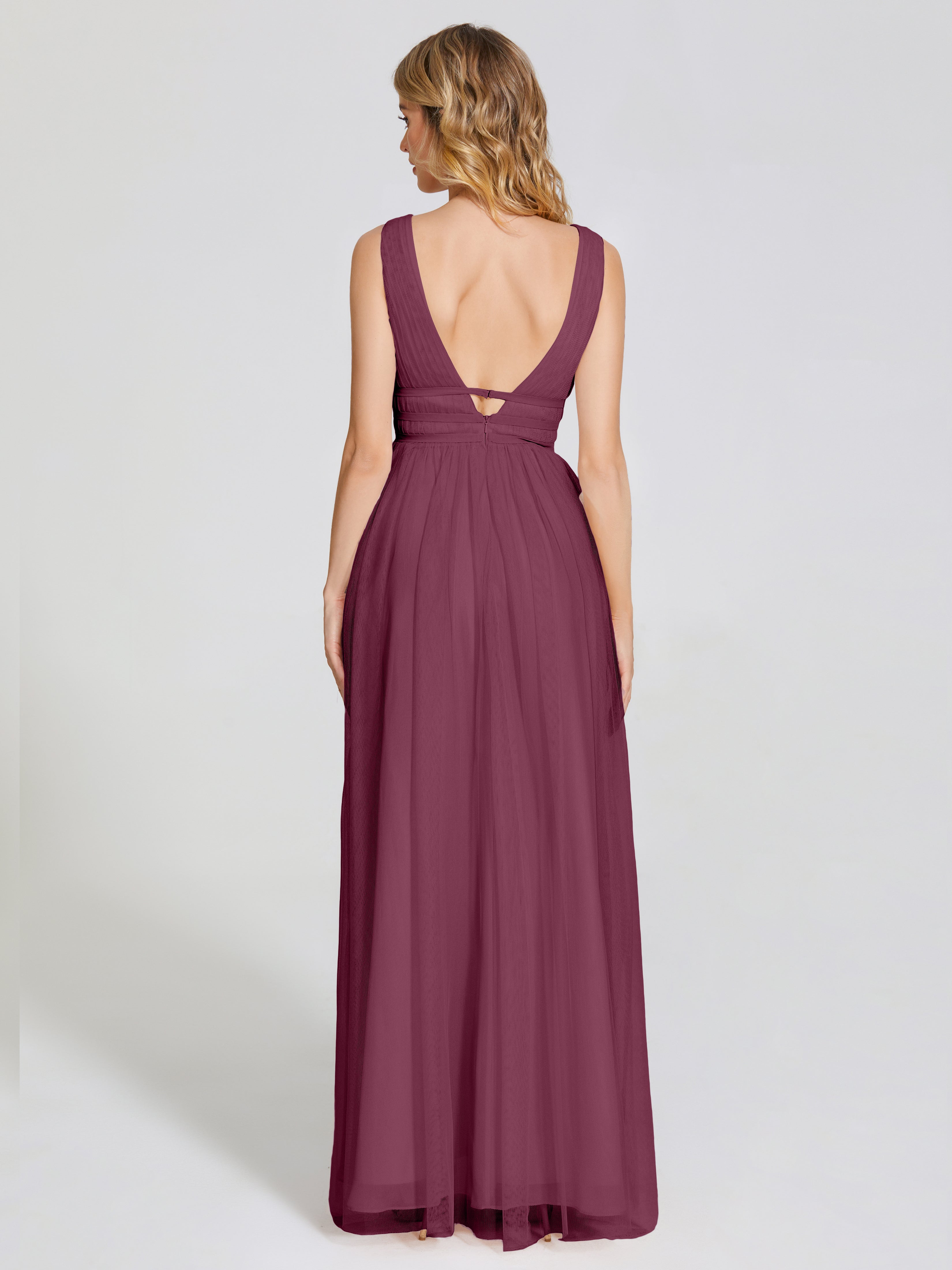 Robes De Demoiselle D'Honneur Mûre Bretelles Dos Nu Sexy Tulle Robe De Demoiselle D'Honneur