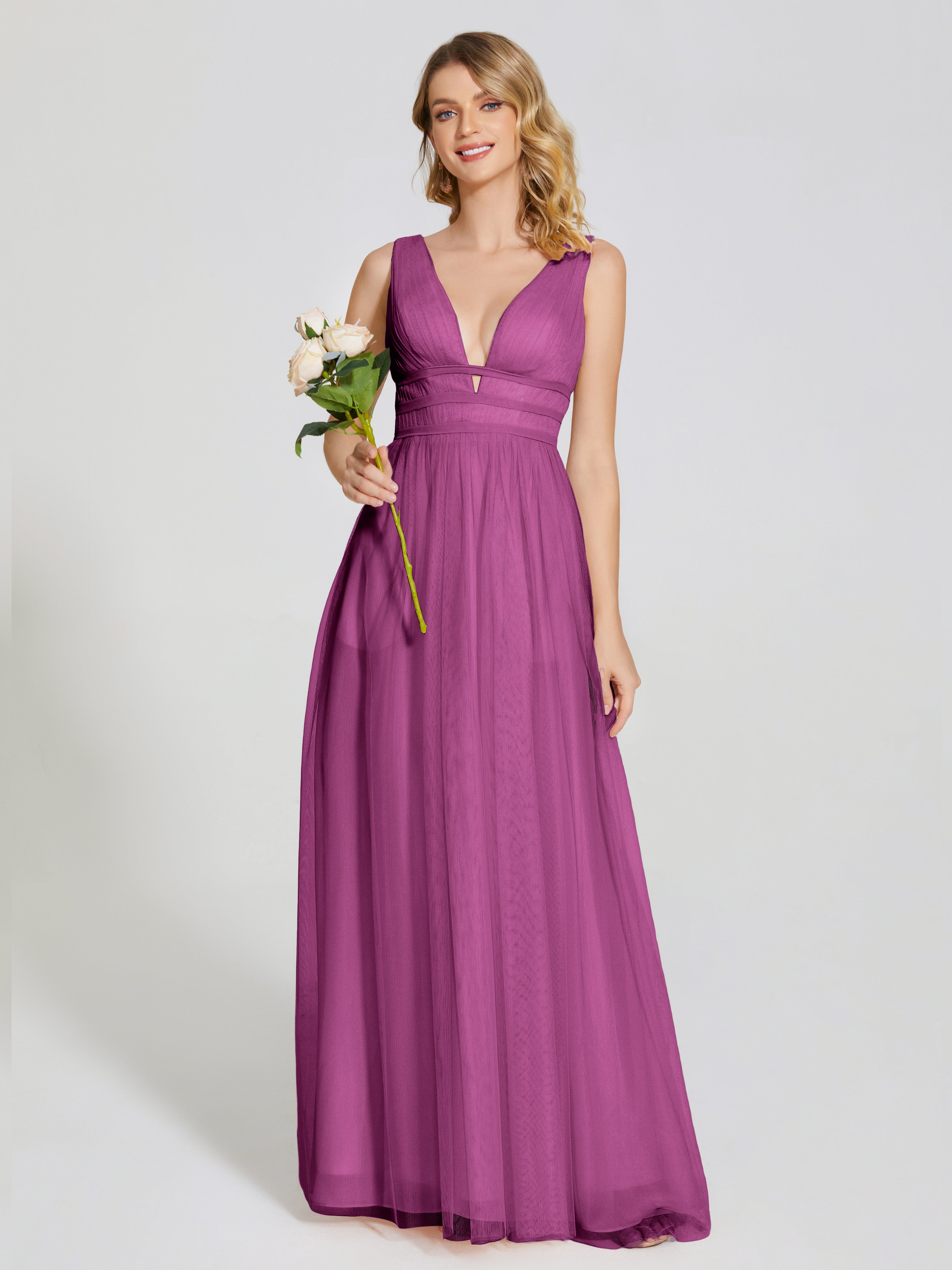 Robe Demoiselle D Honneur Rose Fuchsia Bretelles Dos Nu Sexy Tulle Robe De Demoiselle D'Honneur